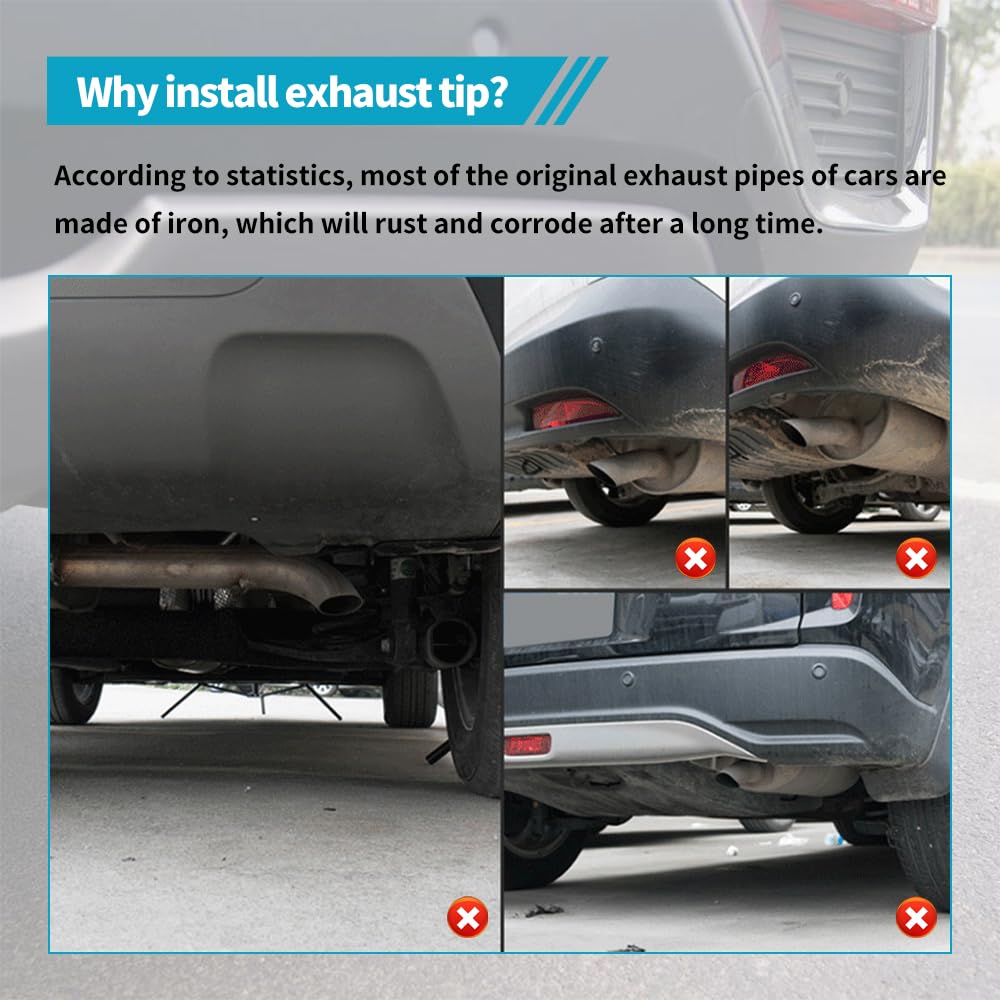 AUTOSAVER88 4'' Inlet Exhaust Tips, 4 Inch Inlet 8in Outlet 15 in Overall Length Chrome-Plated Finish Stainless Steel Exhaust Ta