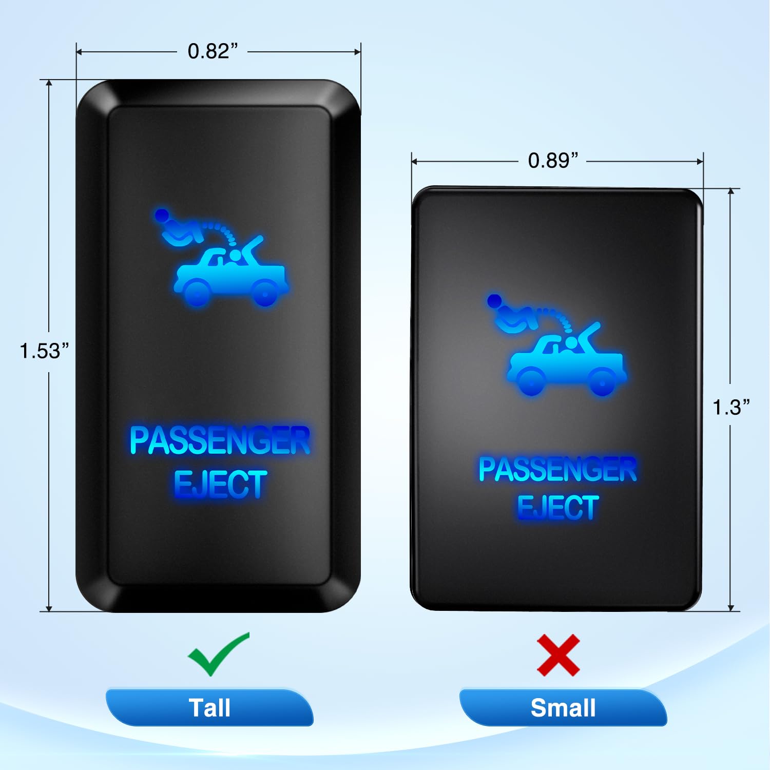 Nilight Passenger Eject Push Button Switch 12V On Off Switches With Connector Wire Kit 1.54'' X 0.83'' Replacement For Toyota Fj