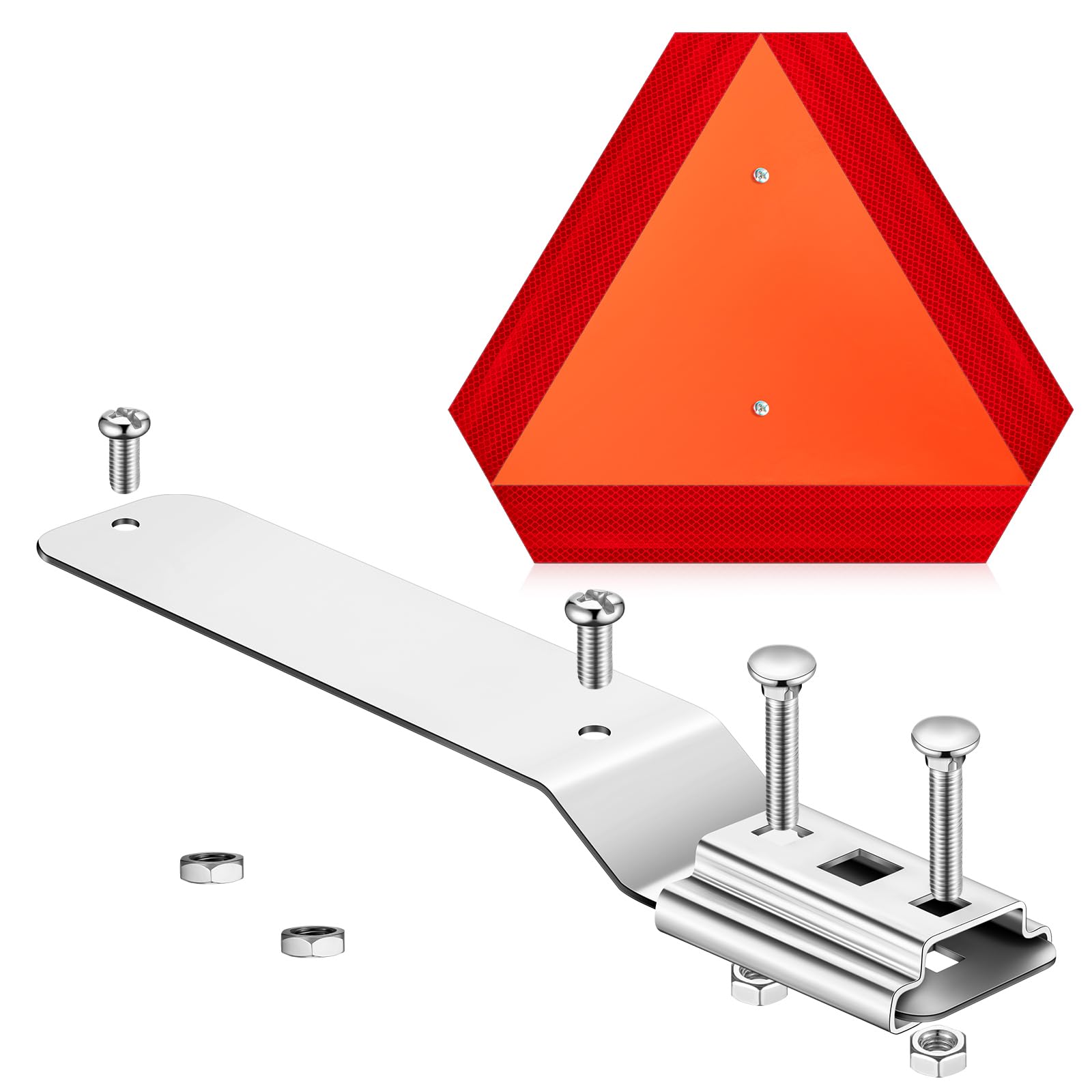 Yaocom 1 Set Slow Moving Vehicle Sign with Mounting Bracket 14 x 16 Inch Slow Moving Vehicle Triangle Sign Aluminum Warning Tria