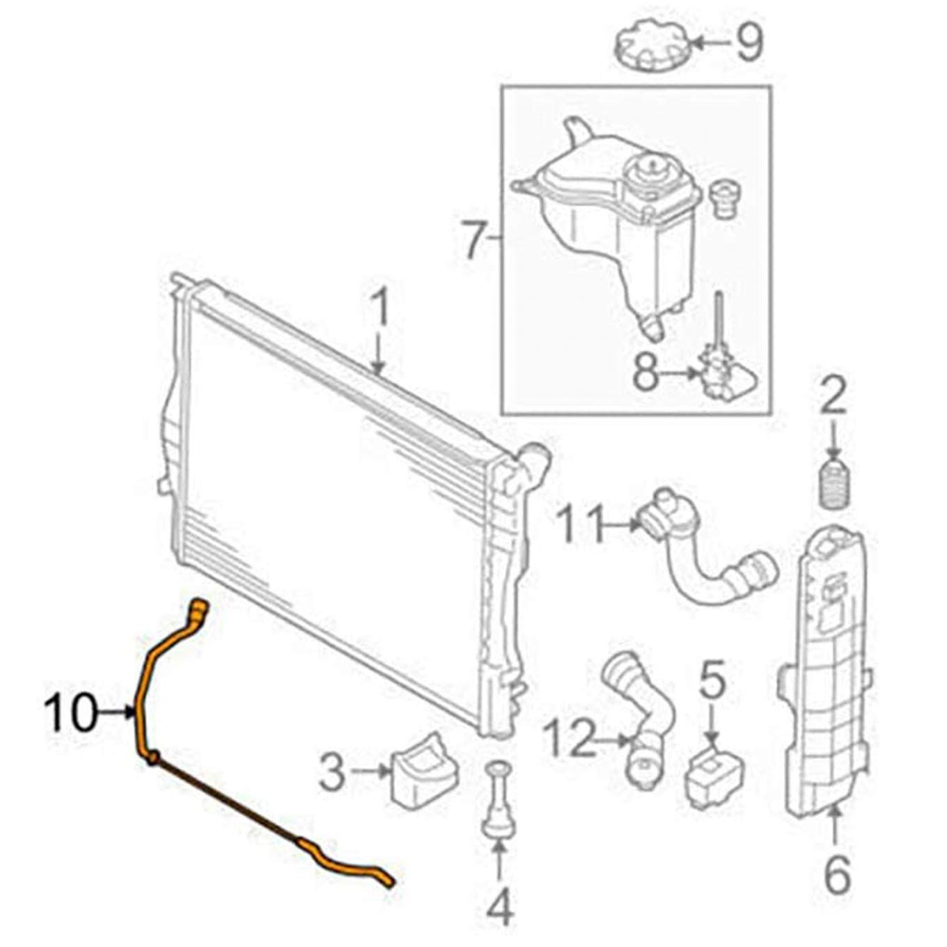 Koxuyim Expansion Tank To Upper Radiator Coolant Hose Compatible With Bmw 2008-2013 128I; 2006-2011 323I; 2006 325I, 325Xi; 2007-2013 328I Replaces 17127618510 17127565093