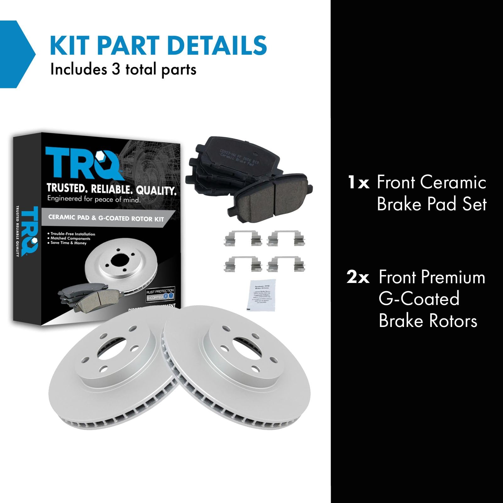 Trq Front Brake Pad & Rotor Kit Brake Pads Brake Rotor Ceramic Premium G-Coated Compatible With 2003-2008 Pontiac Vibe Toyota Co