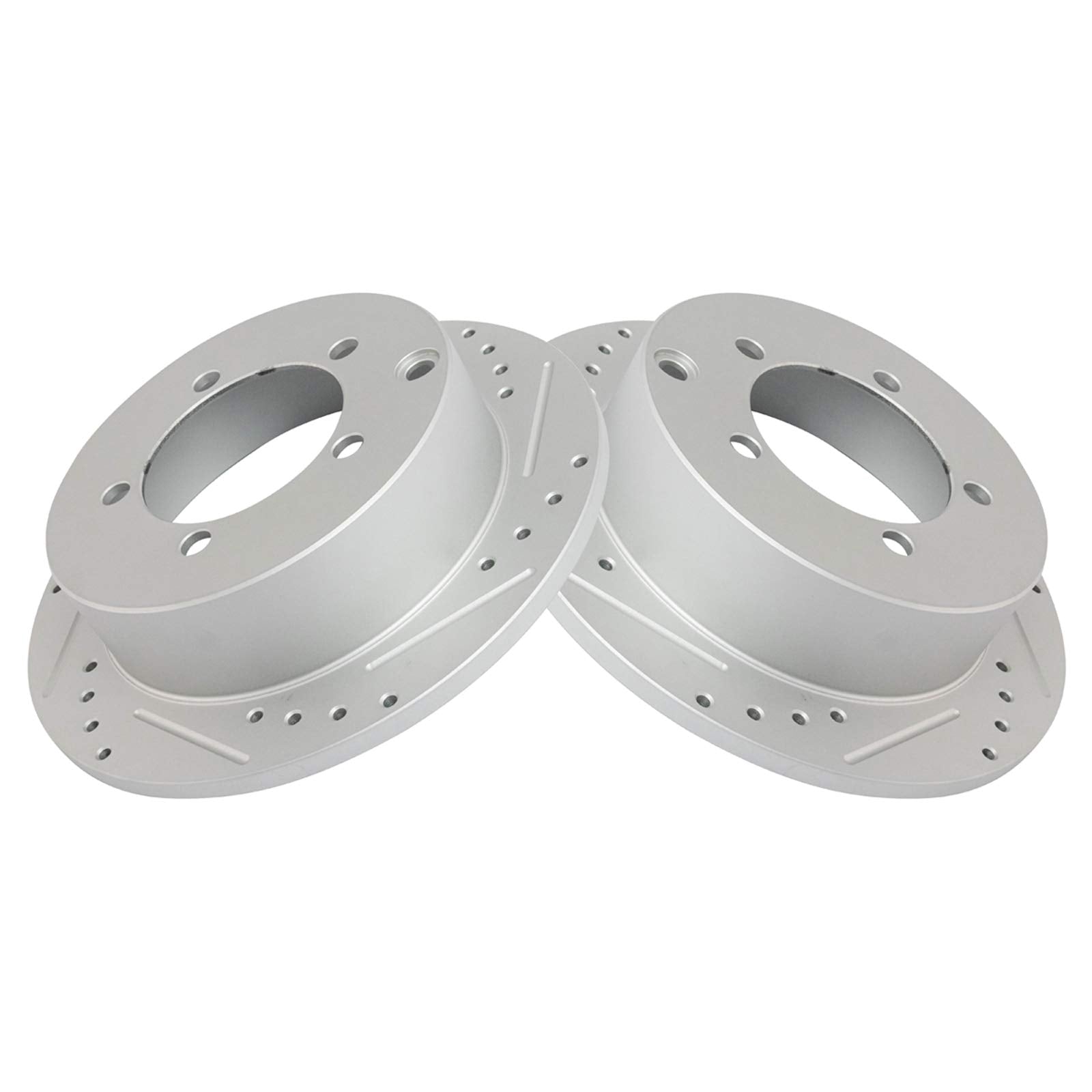 Trq Performance Brake Rotor Drilled Slotted Rear Coated Pair For Mitsubishi