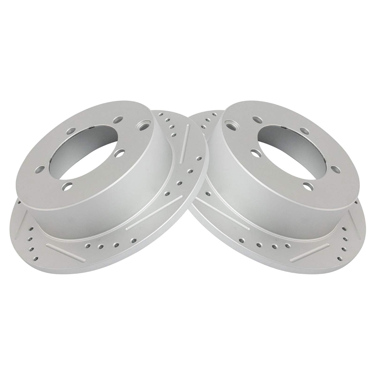 Trq Performance Brake Rotor Drilled Slotted Rear Coated Pair For Mitsubishi