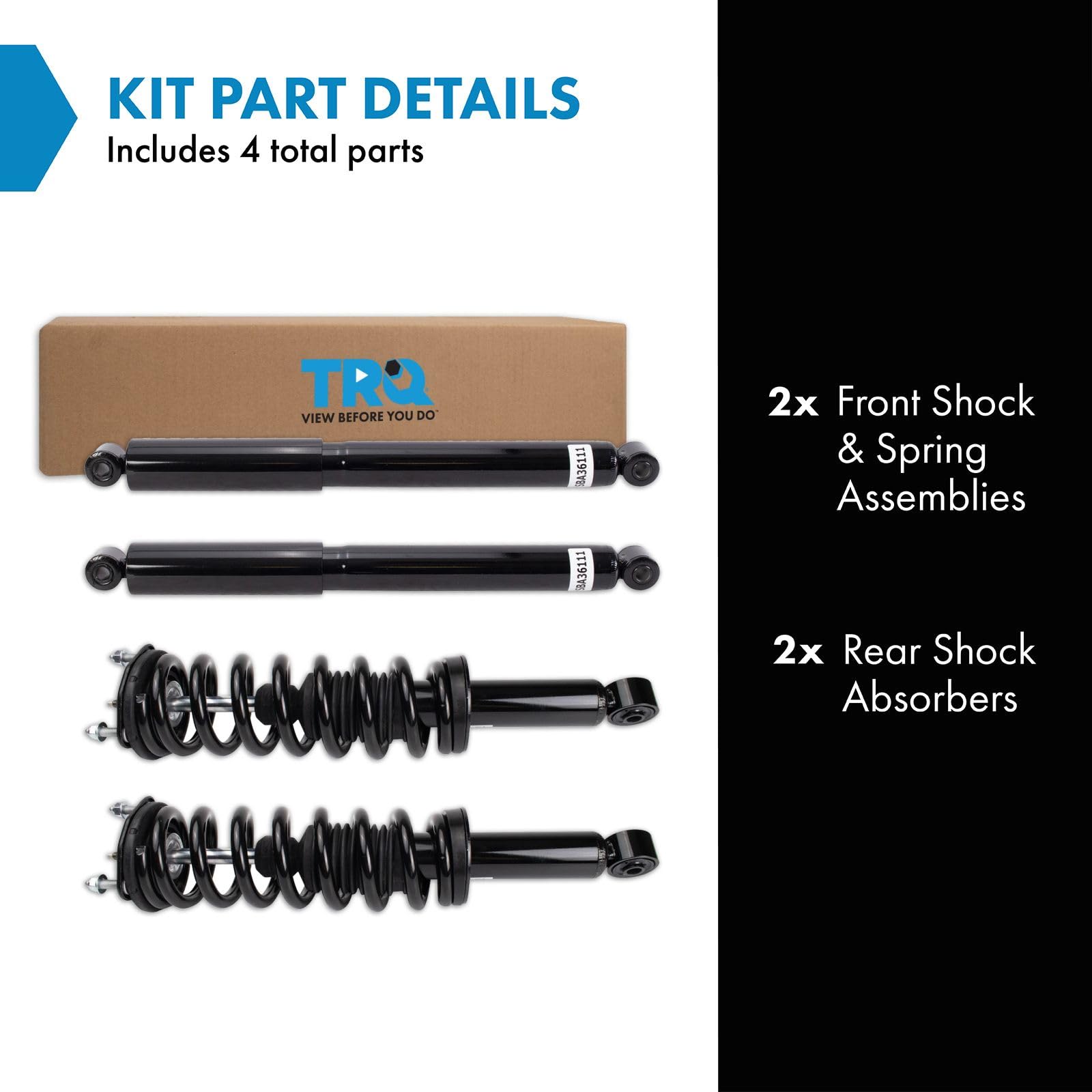 Trq Front And Rear Complete Strut Assembly & Shock Absorber Kit Shock & Spring Strut Assembly Compatible With 2015-2020 Chevrole