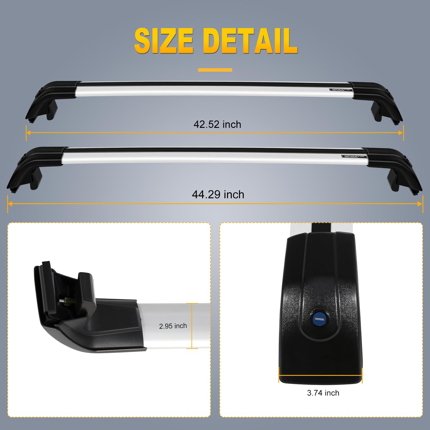 OCPTY Roof Rack Cross Bars Fit for Hyundai Santa Fe 2013 2014 2015 2016 2017 Cargo Bars for Cargo Carrier Bag Luggage Kayak Cano