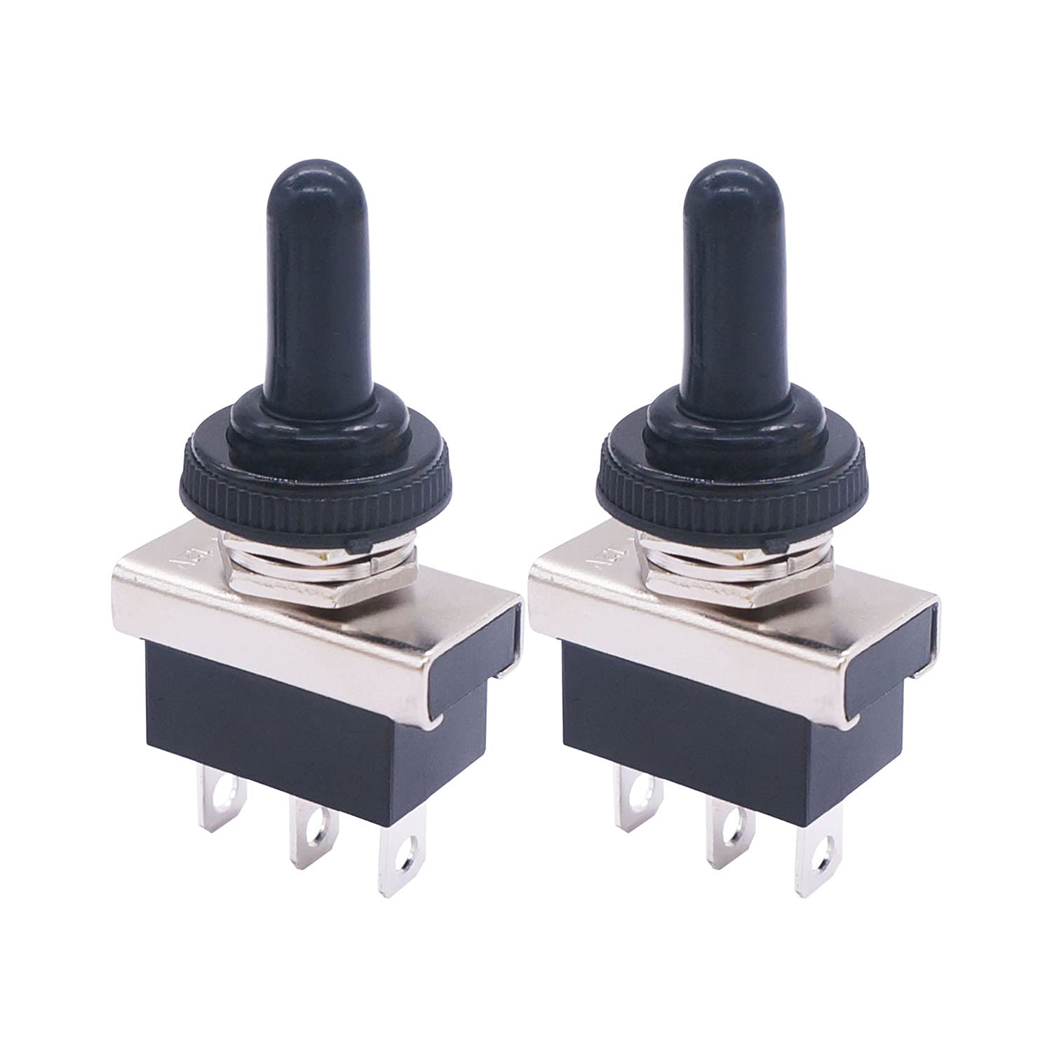 Weideer 2Pcs Momentary Toggle Switch 12V 25A Spdt (On)/Off/(On) 3 Pin 3 Position Waterproof Toggle Switch With Waterproof Cover For Auto Car Kn3D-123