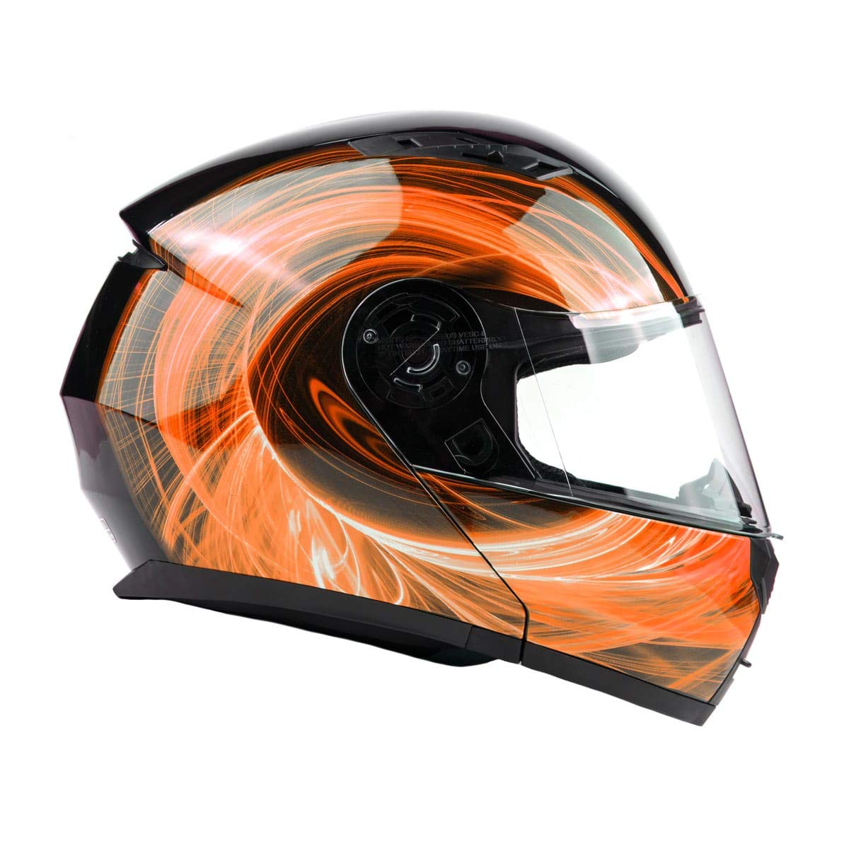 Typhoon Th158 Adult Modular Motorcycle Helmet Dot Dual Visor Full Face Flip-Up - Orange Large