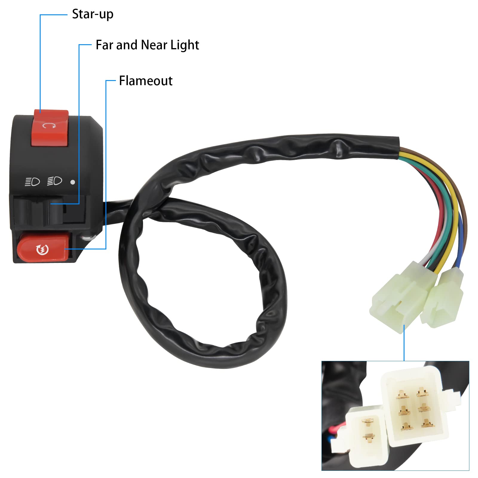 4 Wires Ignition Switch Key With Cap+3 Function Left Starter Switch Assembly For 50Cc 70 Cc 90Cc 110 Cc 125Cc 150Cc Taotao Sunl Chinese Atv Quad 4 Wheeler 125Cc Apollo Dirt Bike Scooter Parts