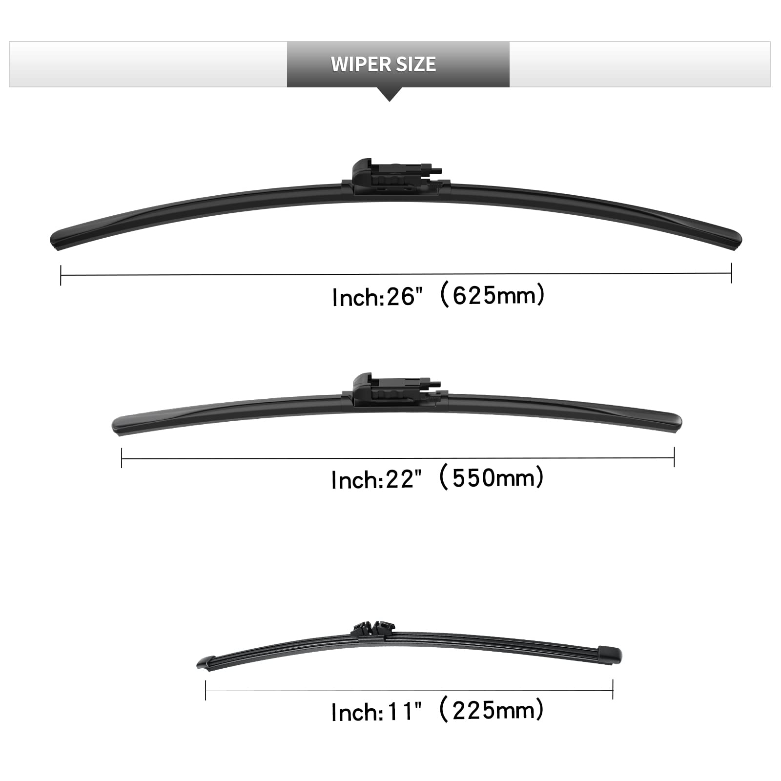 Gardimu Front And Rear Windshield Wiper Blades, 3 Pcs Front And Back Windshield Wipers Blades Replacement For Ford Explorer 2011