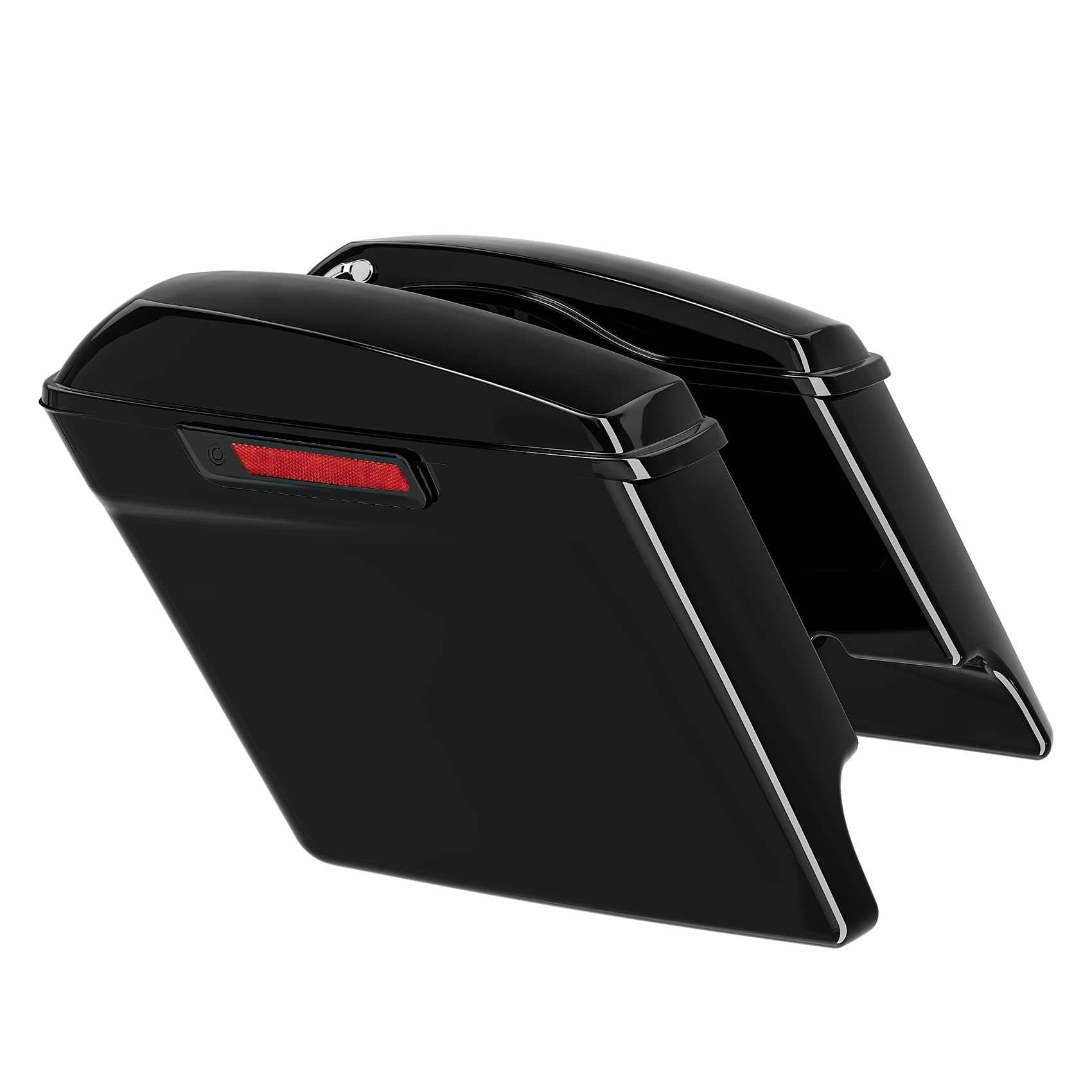 Tcmt 5'' Motorcycles Stretched Extended Saddlebags Black Latchs Fits For Harley Touring Models Flt Flht Flhtcu Flhrc Road King R