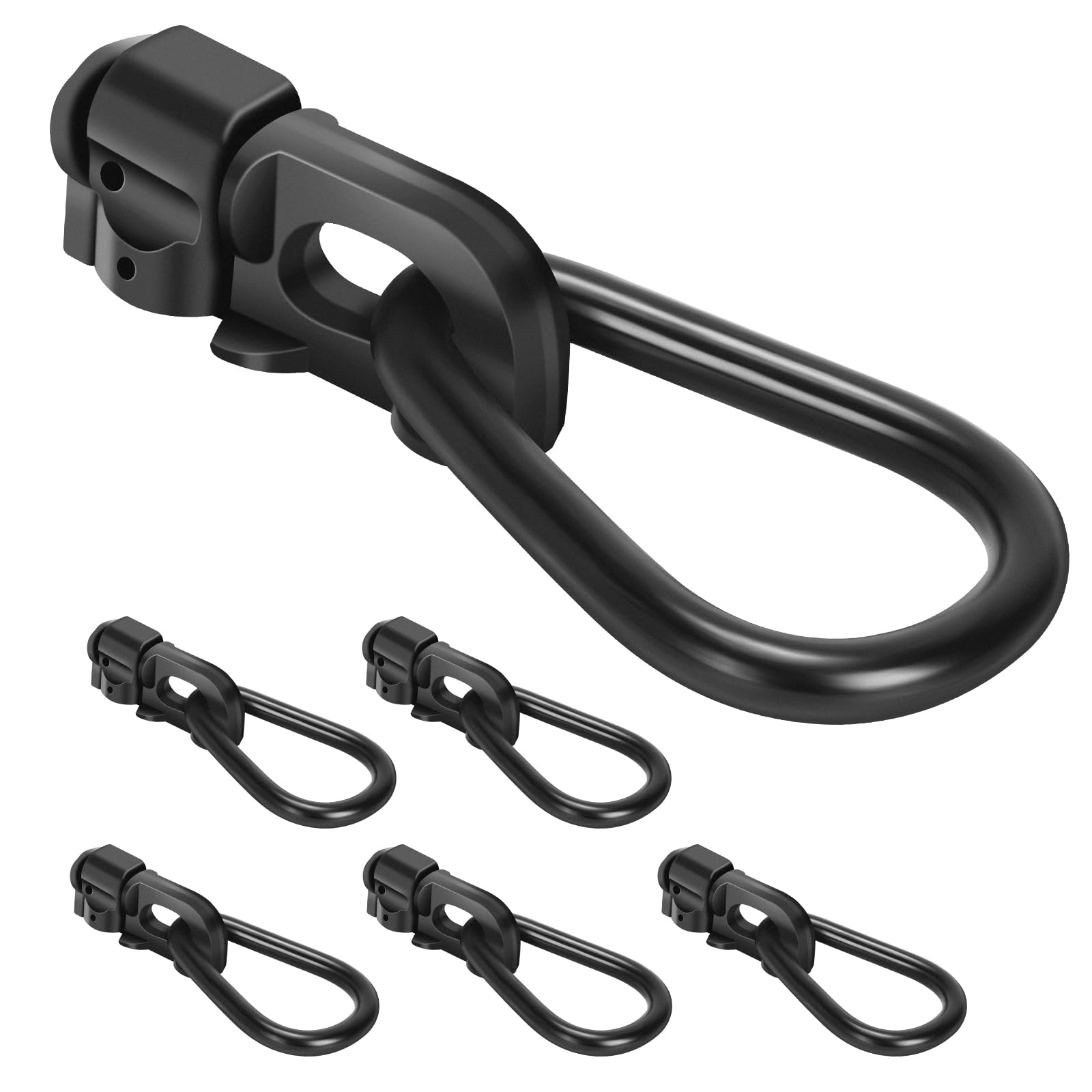 L-Track Double Stud Tie Down Fitting With Pear Link | Used With L Track Rail For Truck Bed,Trailer Cargo Control,Pickup,Rv,Atv,Bearing 5000 Lbs Heavy Duty Steel (Pack Of 6 Black)