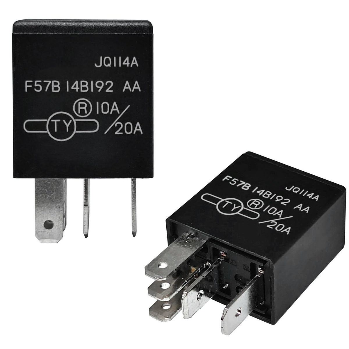 Relay F57B14B192AA (Set of 2), 10A/20A 12VDC 5Pins Automotive Relay F57B 14B192 AA - OEM Replacement, Compatible for Select Ford