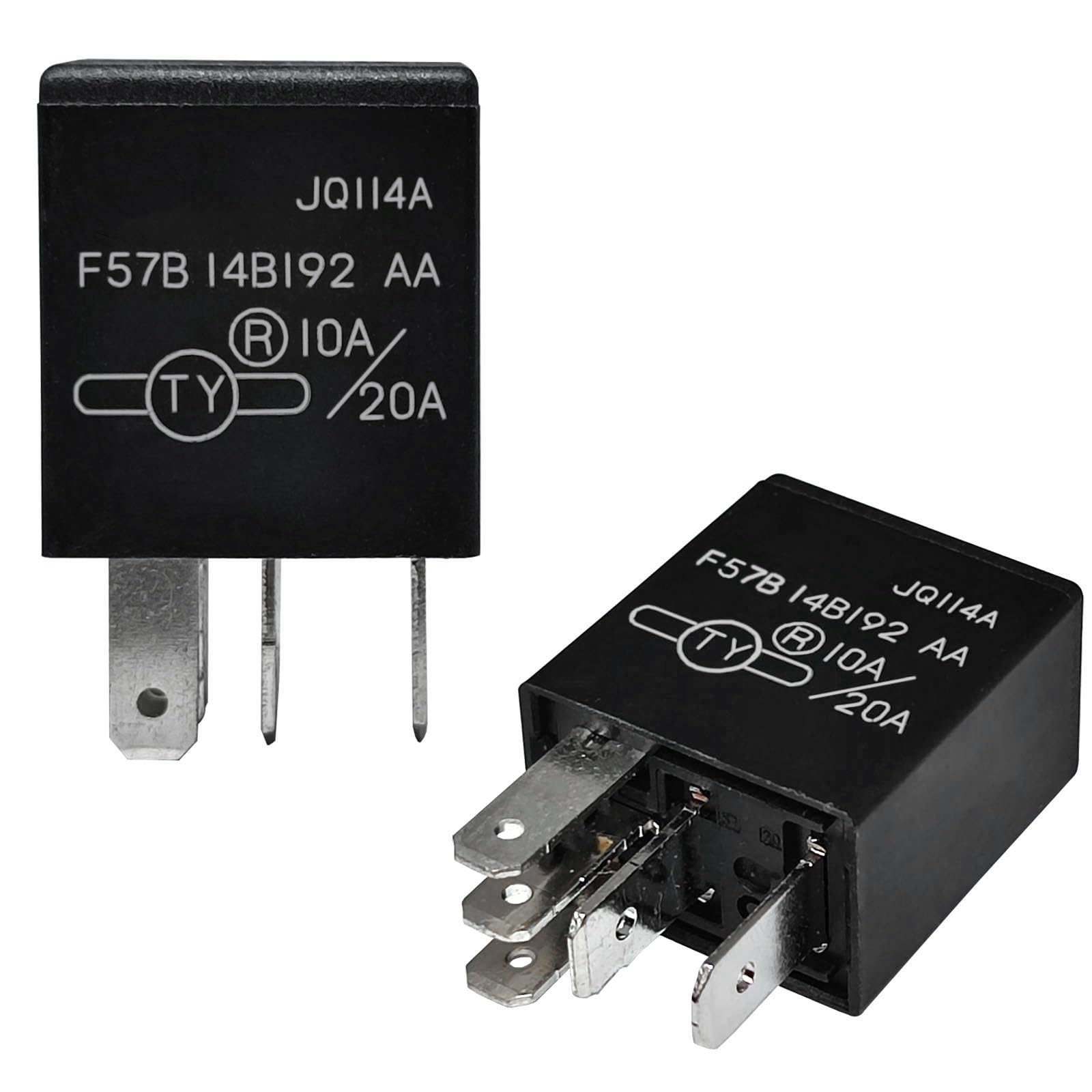 Relay F57B14B192Aa (Set Of 2), 10A/20A 12Vdc 5Pins Automotive Relay F57B 14B192 Aa - Oem Replacement, Compatible For Select Ford,Toyota,Cadillac Vehicles