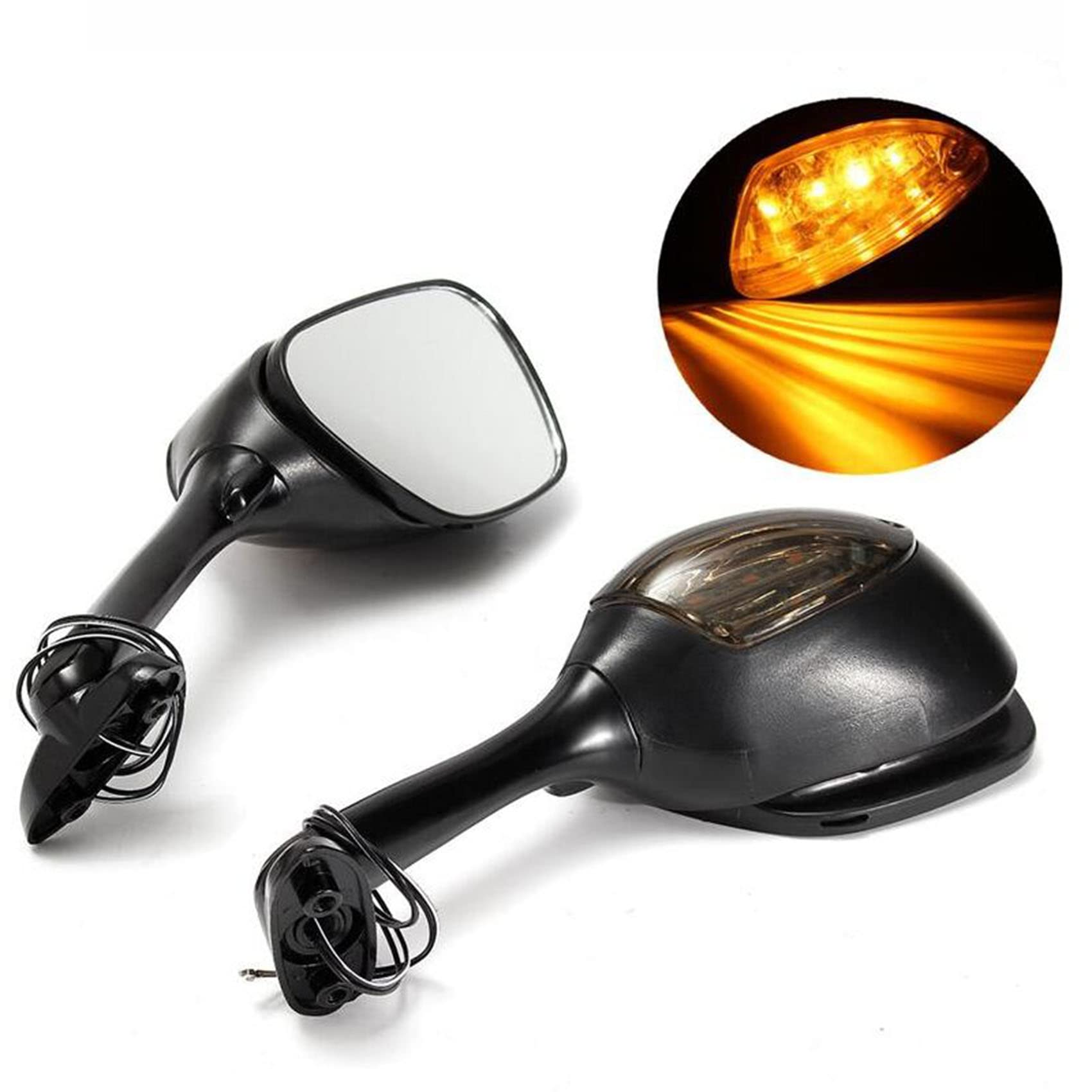 Labwork Black Mirrors Smoke Turn Signals Replacement For Suzuki Gsxr600 Gsxr750 2006-2015, Gsxr1000 2005-2015