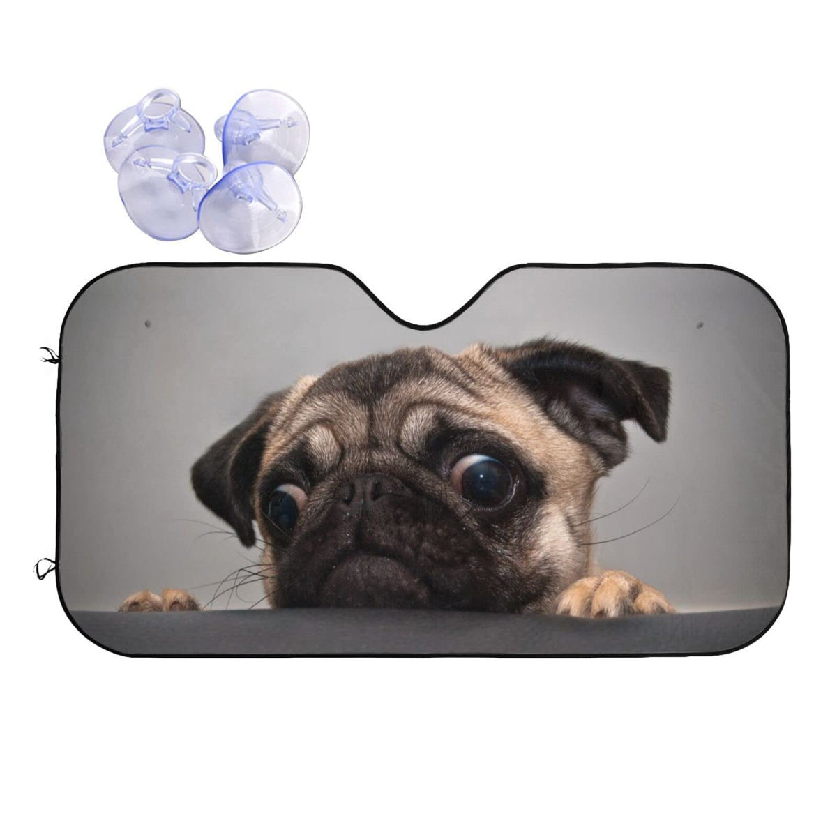 Pug Dog Car Windshield Sunshade Front Window Sun Visor Protector Foldable Shield Cover for Truck SUV