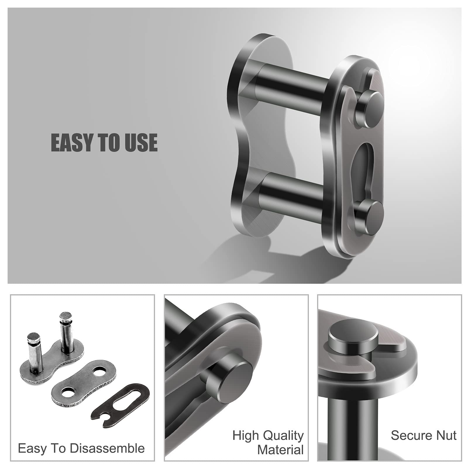 Aiex 8Pcs #415 Chain Master Links, Steel Alloy Heavy Duty Roller Chain Connector Links For Bike Motorized Bicycle Mini Bike Karting Pit Atv Scooter