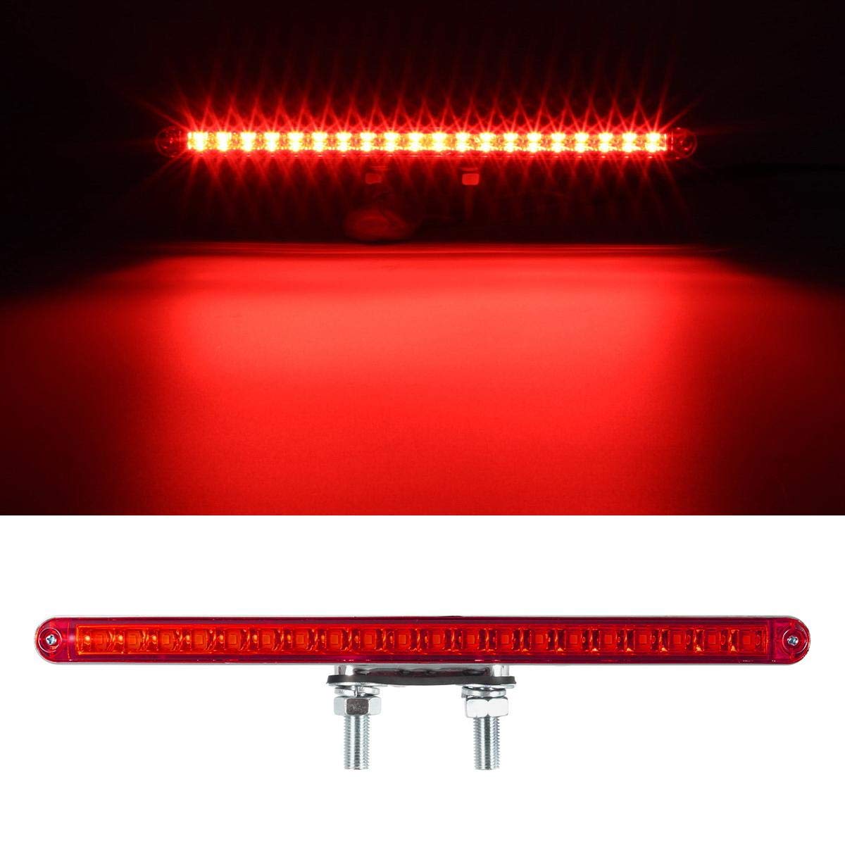Partsam 2Pcs 12'' Red/Amber LED Combo Double Face Truck Semi Trailer Light Bars 20LED Waterproof with Double Studs Sealed Truck