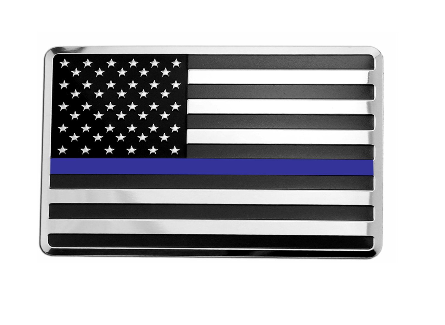 Lfparts Usa Embossed Stainless Steel Metal Flag For Cars, Trucks Show Support Of Police And Law Enforcement Officers (3.12'' X 2