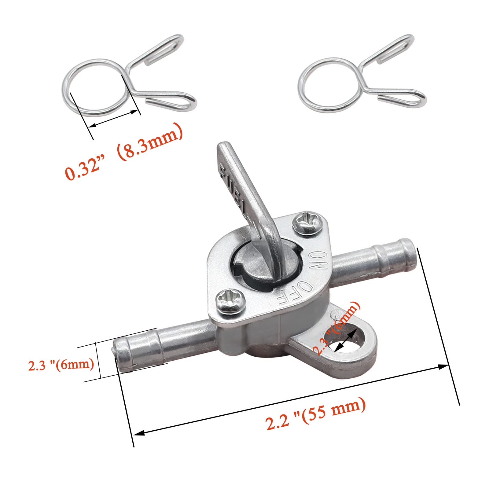 Taiss 3/16' Inline Gas Fuel Petcock On-Off Switch Shut Off Valve .Suitable For Motorcycles 50Cc 70Cc 80Cc 110Cc 125Cc 150Cc Atv Mini Bike Go Kart