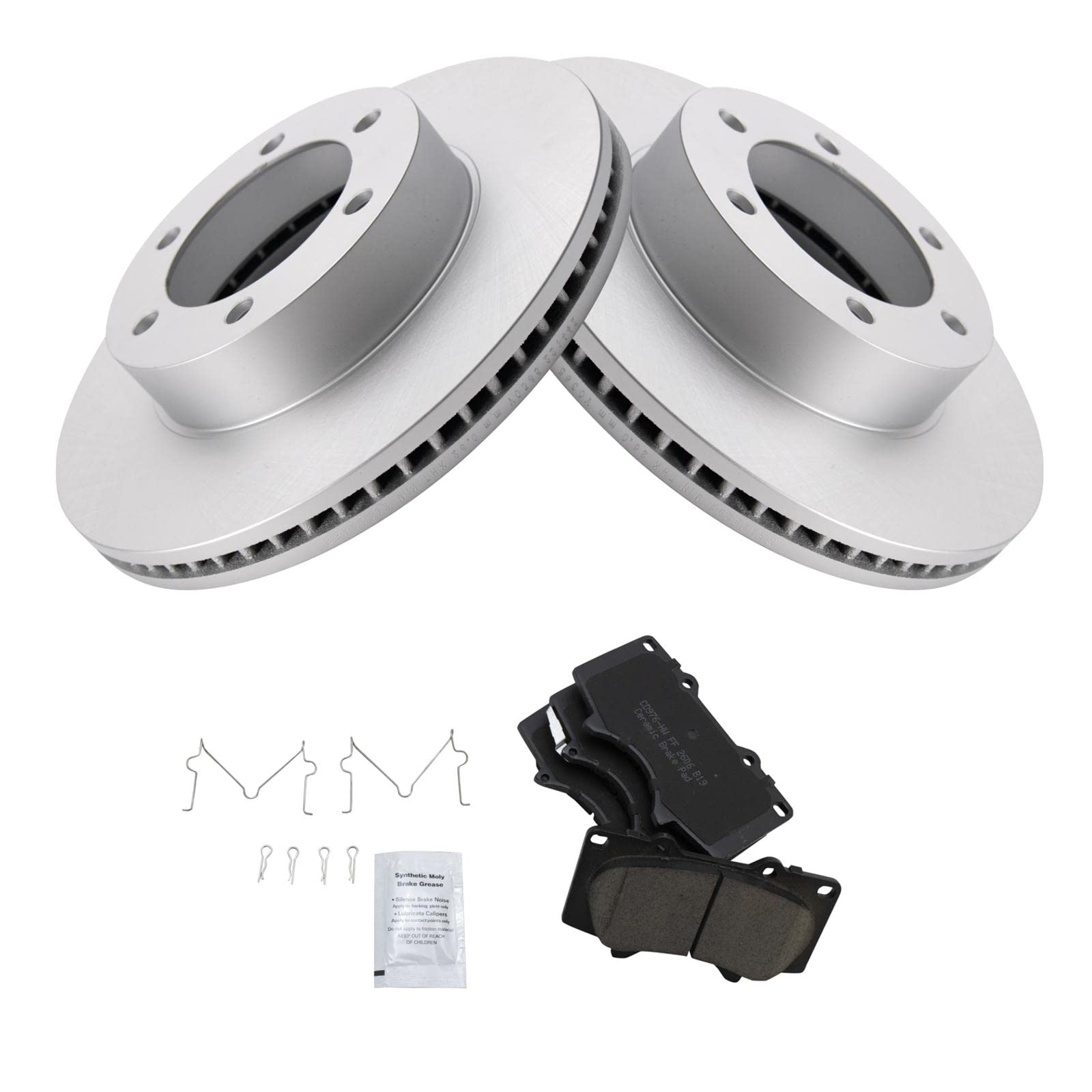 Trq Front Brake Pad & Rotor Kit Brake Pads Brake Rotor Ceramic Premium G-Coated Compatible With 2003-2007 Toyota Sequoia 2000-20