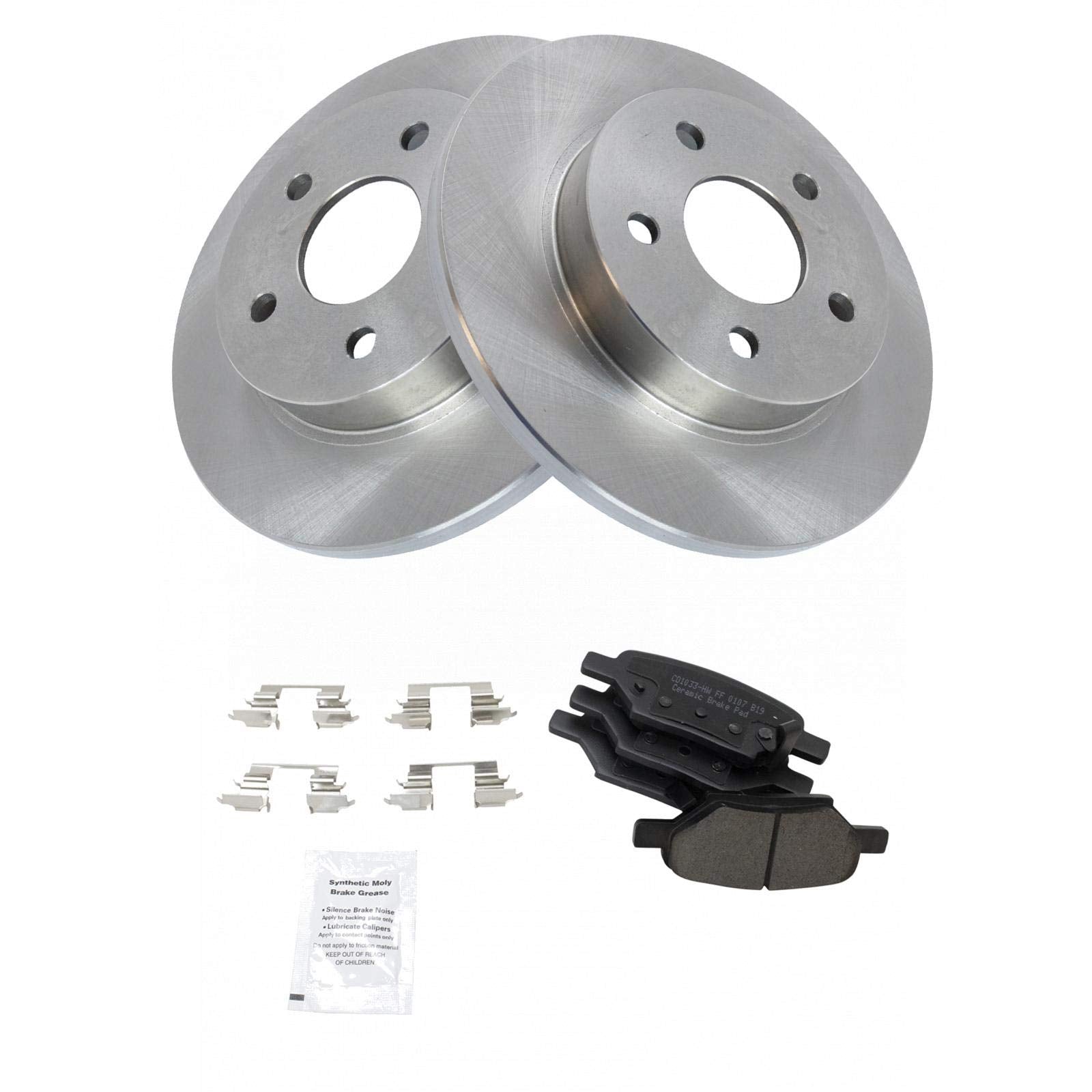 TRQ Rear Brake Pad & Rotor Kit Brake Pads Brake Rotor Ceramic Compatible with 2005-2007 Chevrolet Cobalt 2008-2010 HHR 2004-2012