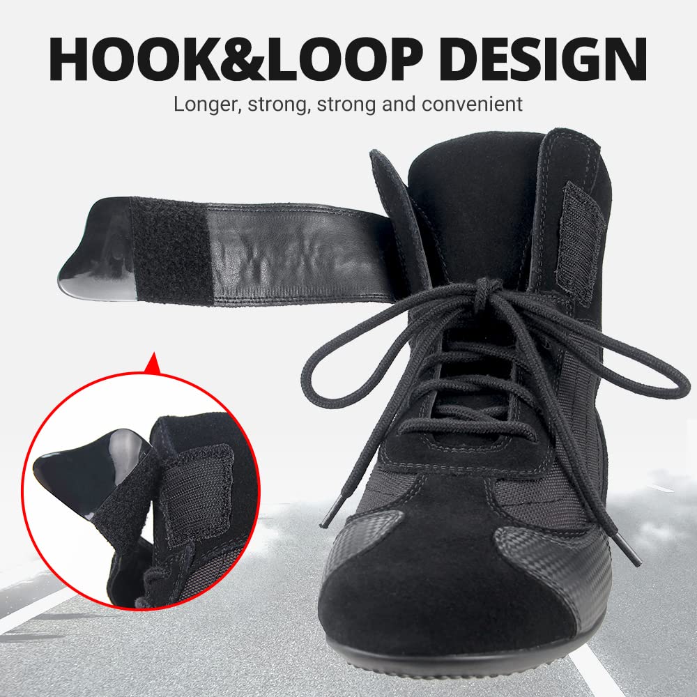 Herobiker Motorcycle Combat Boots Racing Hiking Outdoor Work Mid Ankle Shoes For Men Black