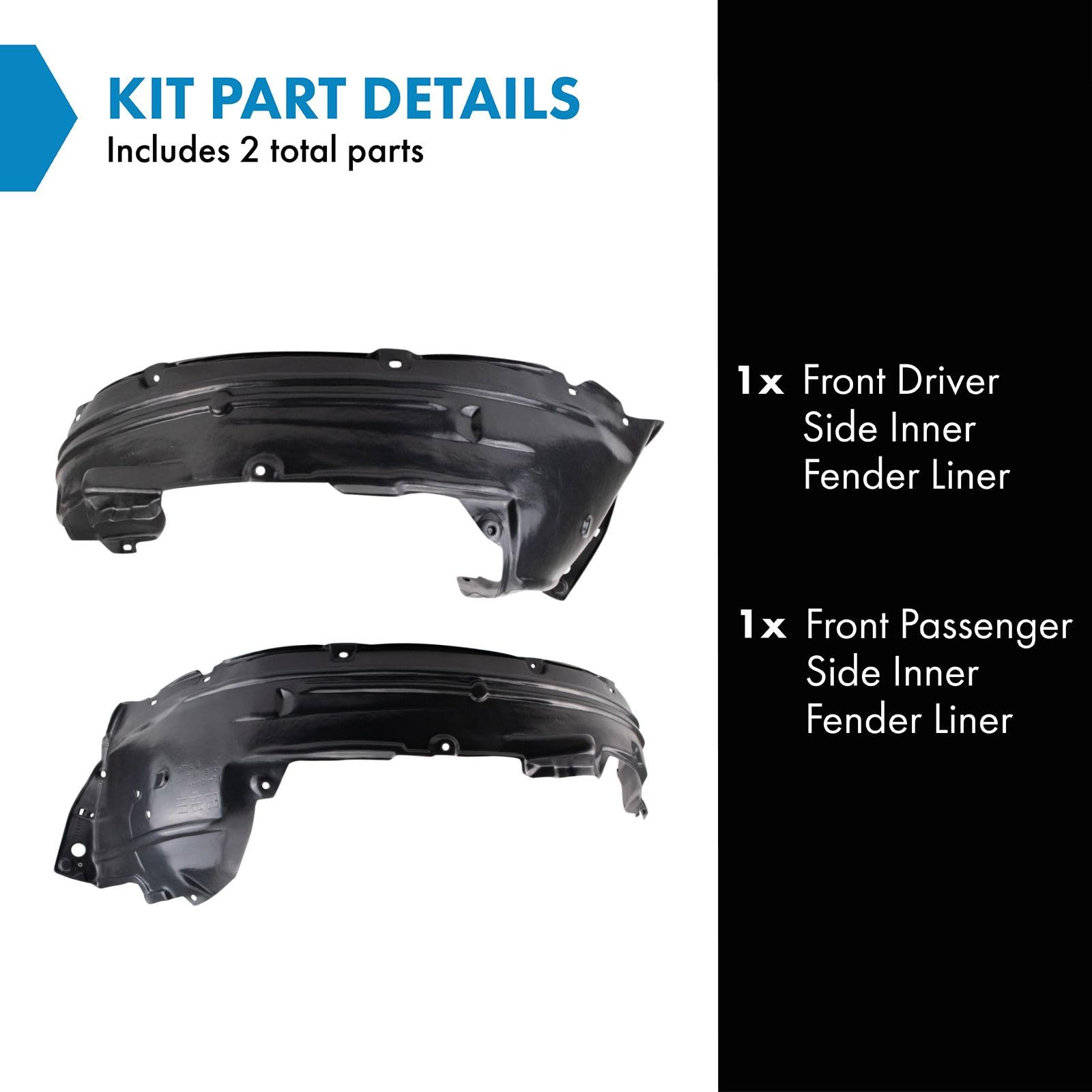 Trq Front Inner Fender Liner Set Compatible With 2012-2014 Honda Cr-V Ho1248147 Ho1249147
