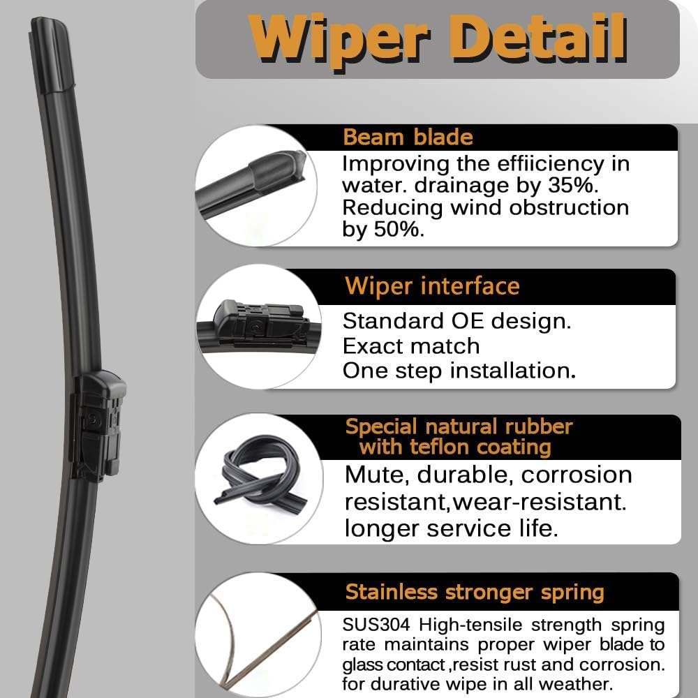 Autoboo 28''+18'' Windshield Wipers Replacement For Tesla Model S 2012-2020 -Original Factory Quality (Pack Of 2)