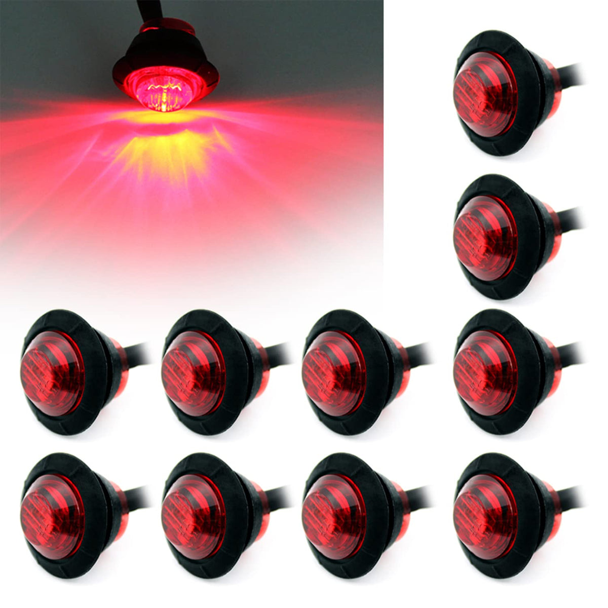 Fxc 'Purishion 10X 3/4In' Round Led Clearence Light Front Rear Side Marker Indicators Light For Truck Car Bus Trailer Van Carava