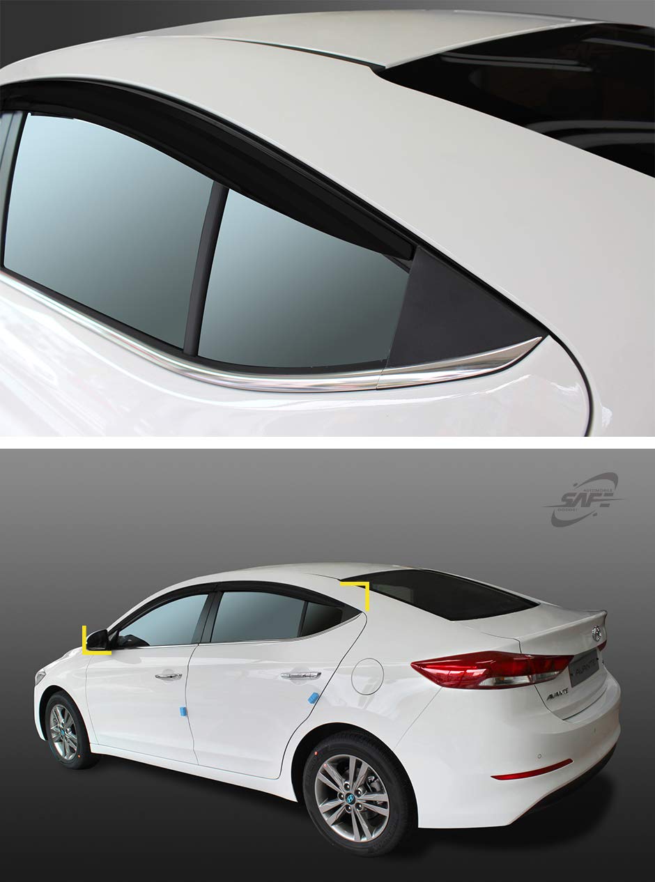 Safe Smoke Window Visor Sun Rain Vent Guard 4 Pcs Set Out Channel Visor Compatible With Hyundai Elantra (Elantra 2017~2018 Smoke