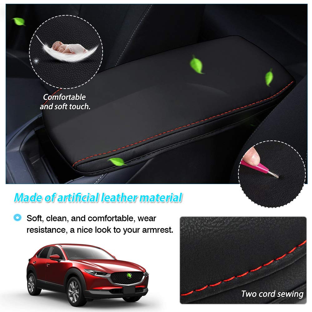 Autorder Center Console Cover For 2020-2022 2023 2024 2025 Mazda Cx30 Cx-30 Accessories Armrest Cover Anti-Scratch Middle Console Pad Leather Armrest Protector