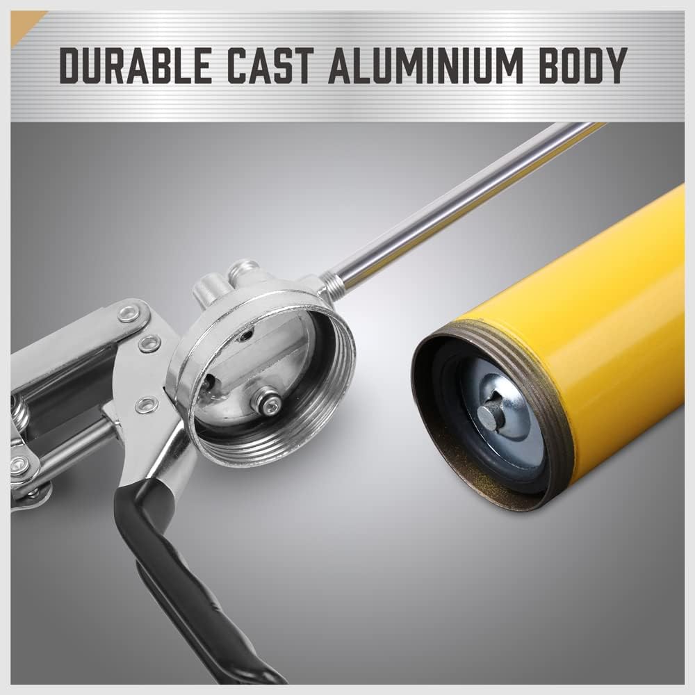 Heavy Duty Grease Gun Kit - 14Oz Free Grease Tube 8000 Psi Pistol High Pressure Flexible Hose Bearing Grease Pump Marine Durable