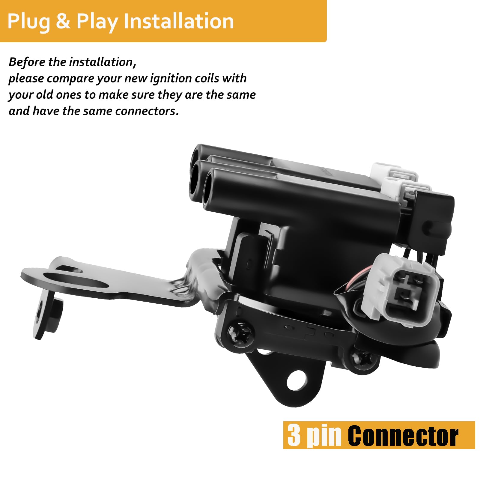 Npauto Ignition Coil Pack Compatible With L4 2.0 2003 2004 2005 2006 Hyundai Elantra, 2005 2006 2007 2008 2009 Tucson, 04-08 Tiburon, 04-09 Kia Spectra 5, 05-07 Sportage