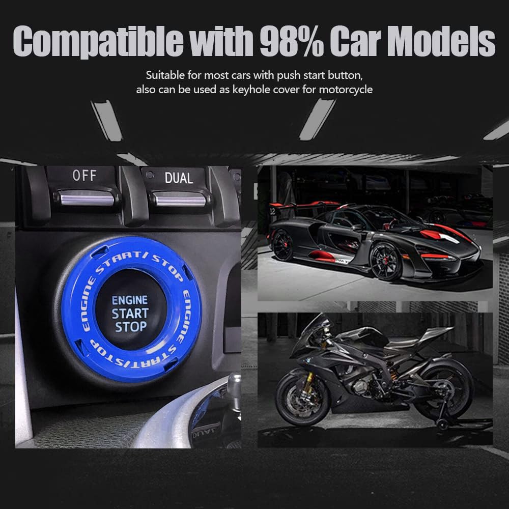 Tybasthe Rotary Push Start Button Cover, Car Accessories Engine Start Stop Button Cover, Car Stickers Interior Decor, Motorcycle