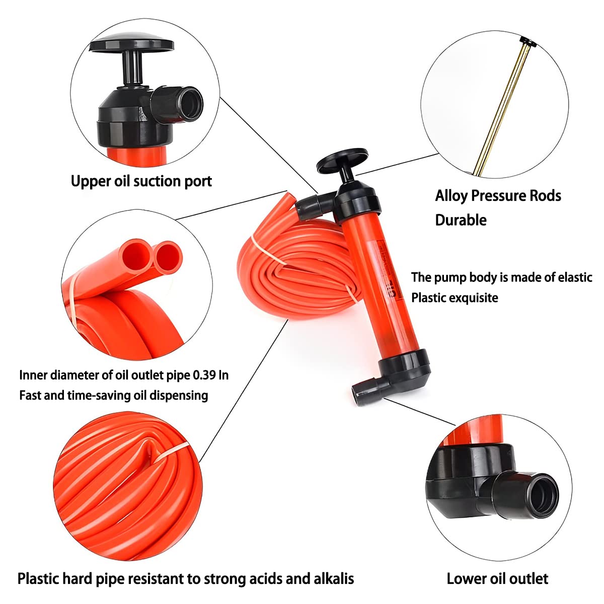 Car Siphon Transfer Pump Kit, 200Cc Siphon Hand Pump Kit Fluid Fuel Extractor Suction Tool, Multi-Purpose Manual Oil Pump Fuel Liquid Transfer Pump For Oil Gasoline Water Liquids And Air