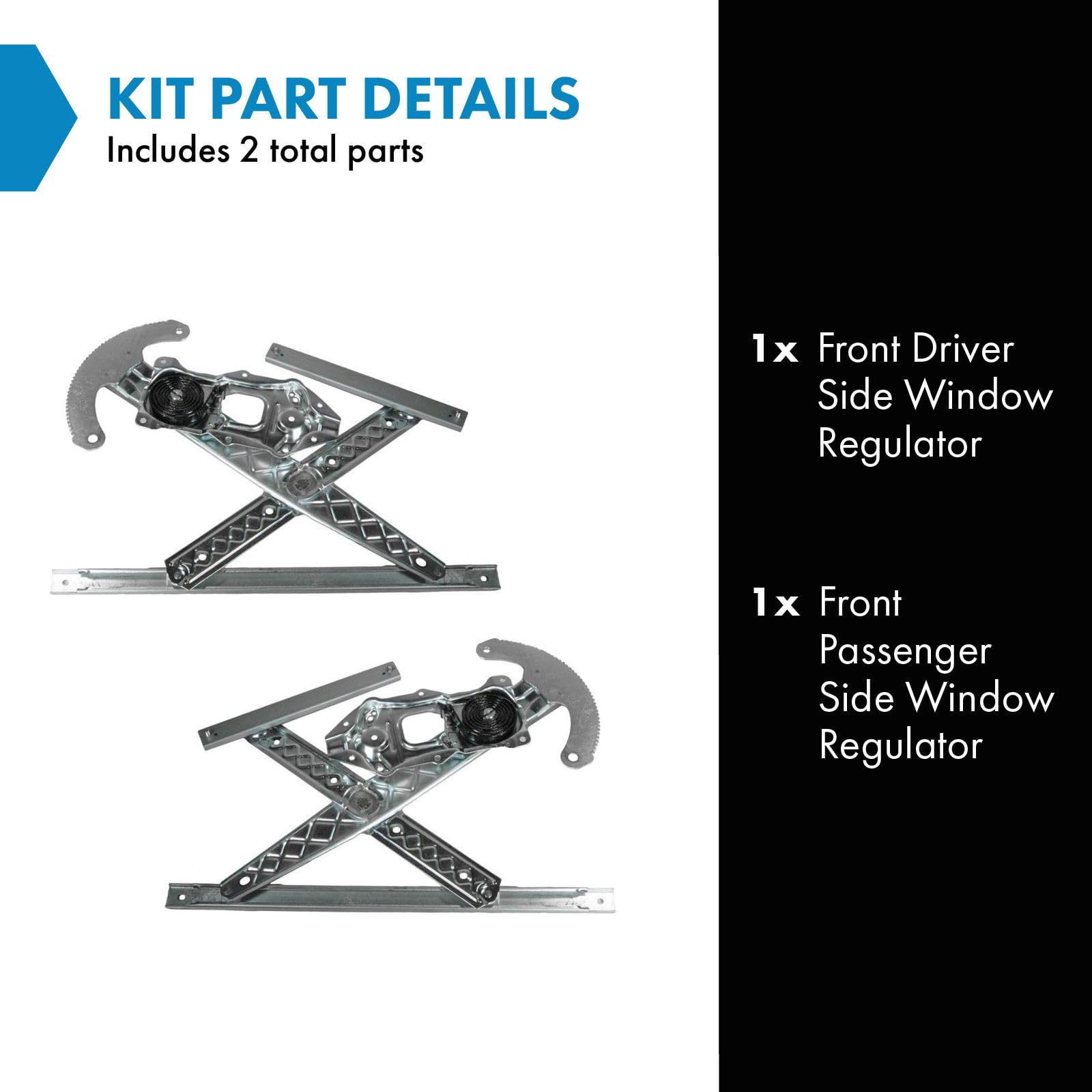 Trq Front Power Window Regulator Set Compatible With 1997-1998 Ford F-150 F-250 Fo1350120 Fo1351120