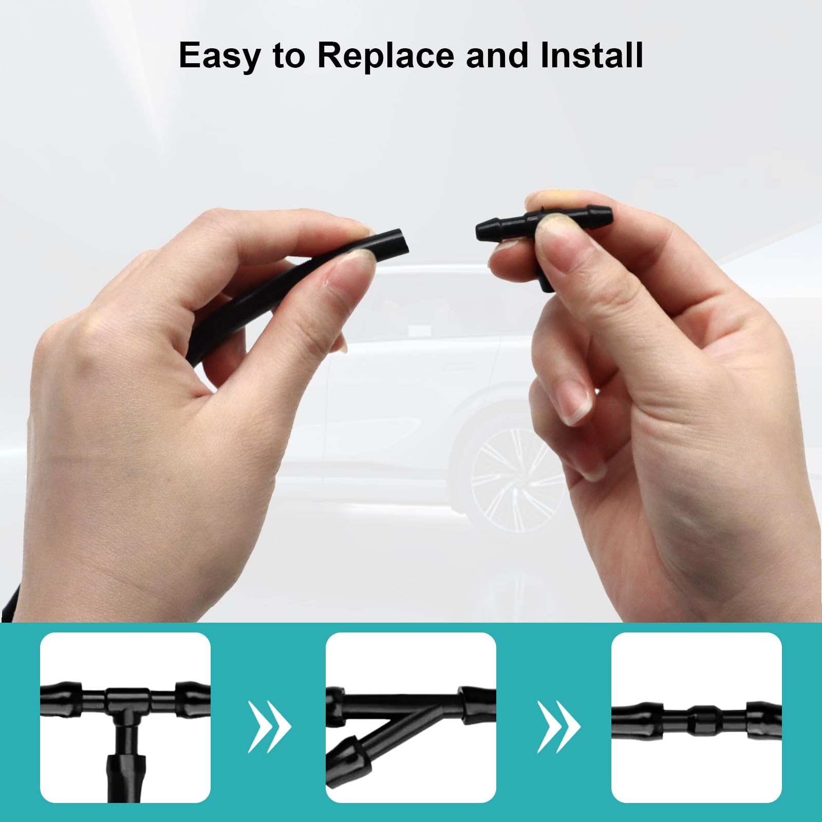 Car Windshield Washer Hose 17 Pcs Windshield Washer Hose Kit 5M Washer Fluid Hose With 12 Pcs Hose Connectors 2 Fan Nozzles 2 Ru