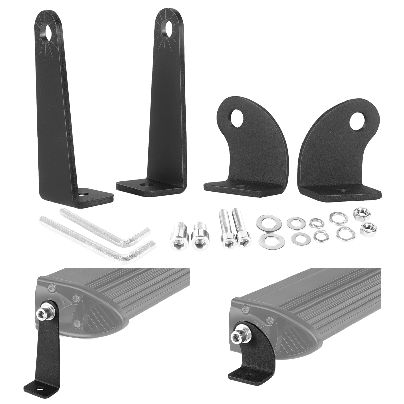 SWATOW INDUSTRIES 2 Pack Light Bar Mounting Brackets Single Row Light Bar Mounts Universal Side-Mounted Brackets Straight or Cur