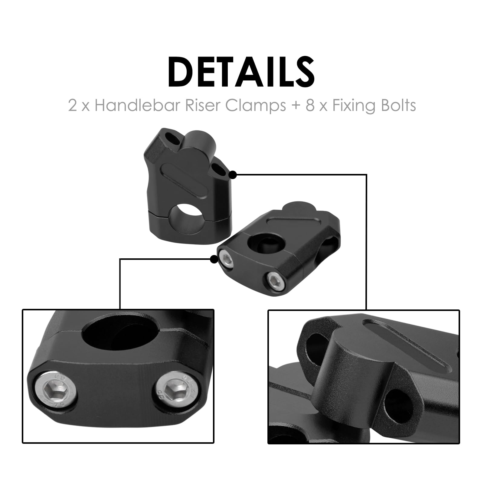 7/8'' Universal Handlebar Bar Risers Motorcycle Bar Clamps 7/8'' Bar For Motorbike Pit Dirt Bikes Black Riser Height 38mm (1.5 '