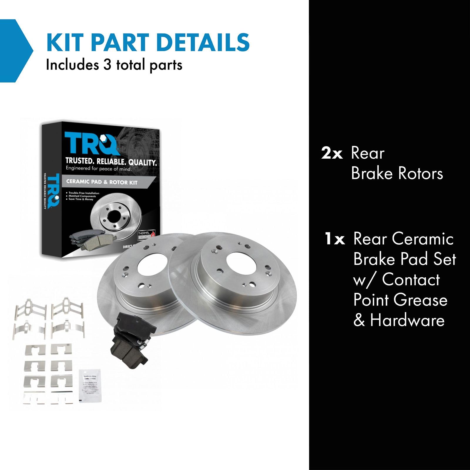 TRQ Rear Ceramic Brake Pad & Rotor LH & RH Set Kit for 05-07 Honda Accord