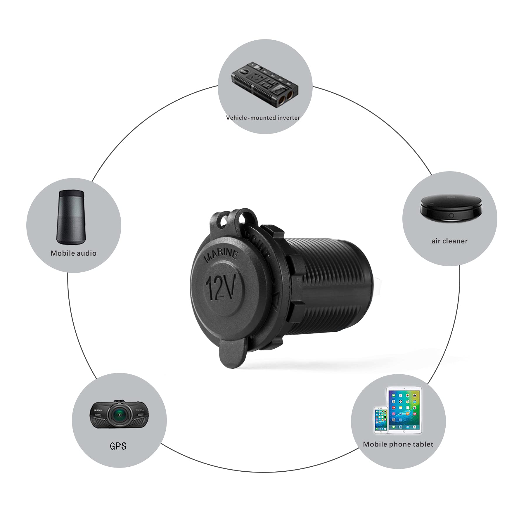 Uyye Universal 12V/27V Car Cigarette Lighter Socket, For Car Marine Motorcycle Atv Rv And More, Car Interior Accessories With Wa