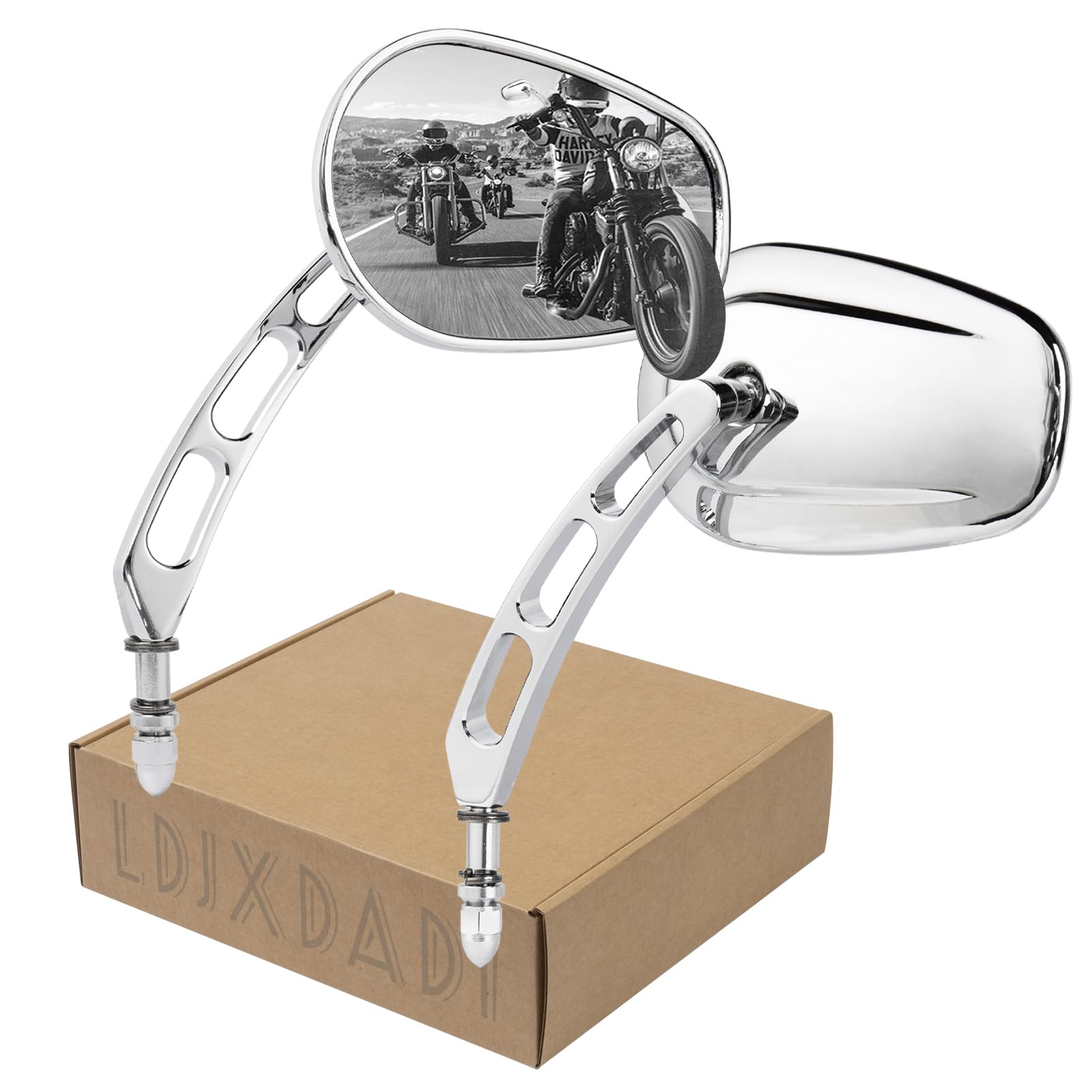 LDJXDADI Chrome 8mm Rearview Mirrors for Touring Road Glide FLTRX Electra Glide FLHT Road King FLHR Street Glide FLHX Sportster 