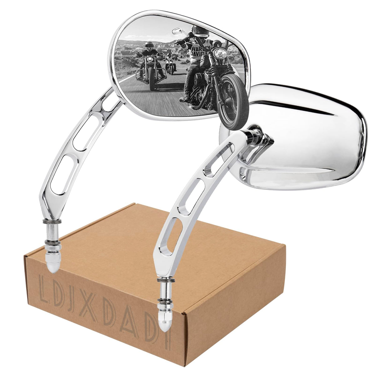 LDJXDADI Chrome 8mm Rearview Mirrors for Touring Road Glide FLTRX Electra Glide FLHT Road King FLHR Street Glide FLHX Sportster 