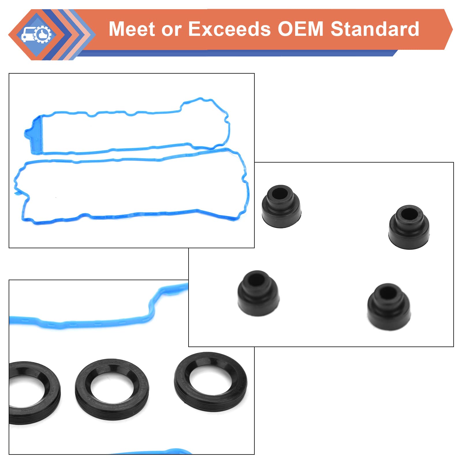 Engine Valve Cover Gasket Set Compatible With Buick Cadillac Chevy Gmc Vehicle 2008-2017 Lacrosse Enclave, Cts Xts Sts Ats, Impala Traverse Equinox Camaro, Terrain Acadia, Replace#Vs50502, Vs50808R