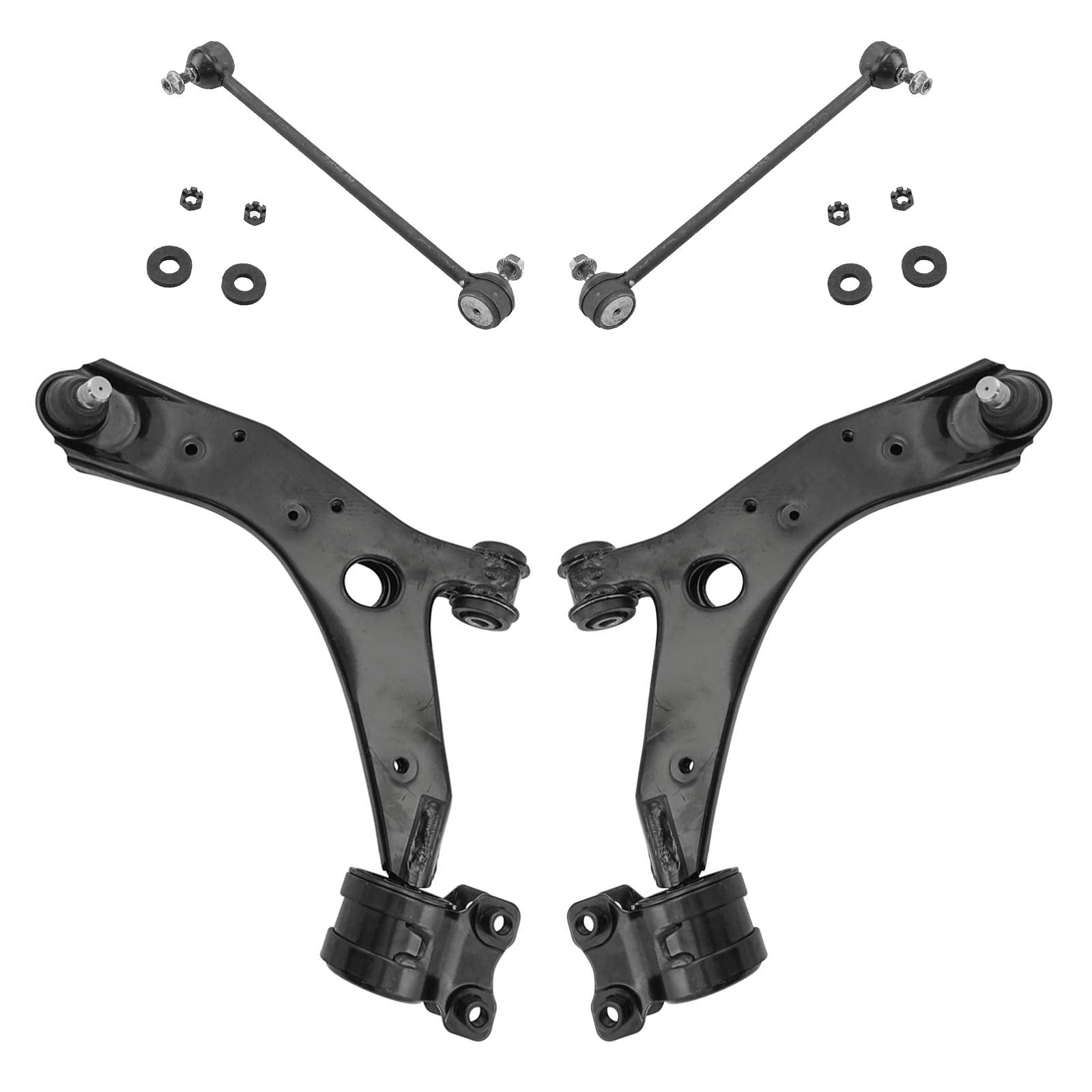 TRQ Front Suspension Kit Control Arm with Ball Joint Sway Bar Stabilizer Link Compatible with 2007-2009 Mazda 3