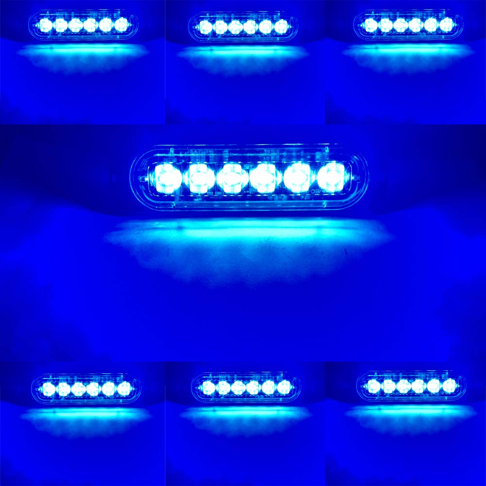 Sidaqi Universal 12-24V Emergency Strobe Warning Lights 6 Led 12W Surface Mount Beacon Hazard Warning Lights Flashing Light Bar