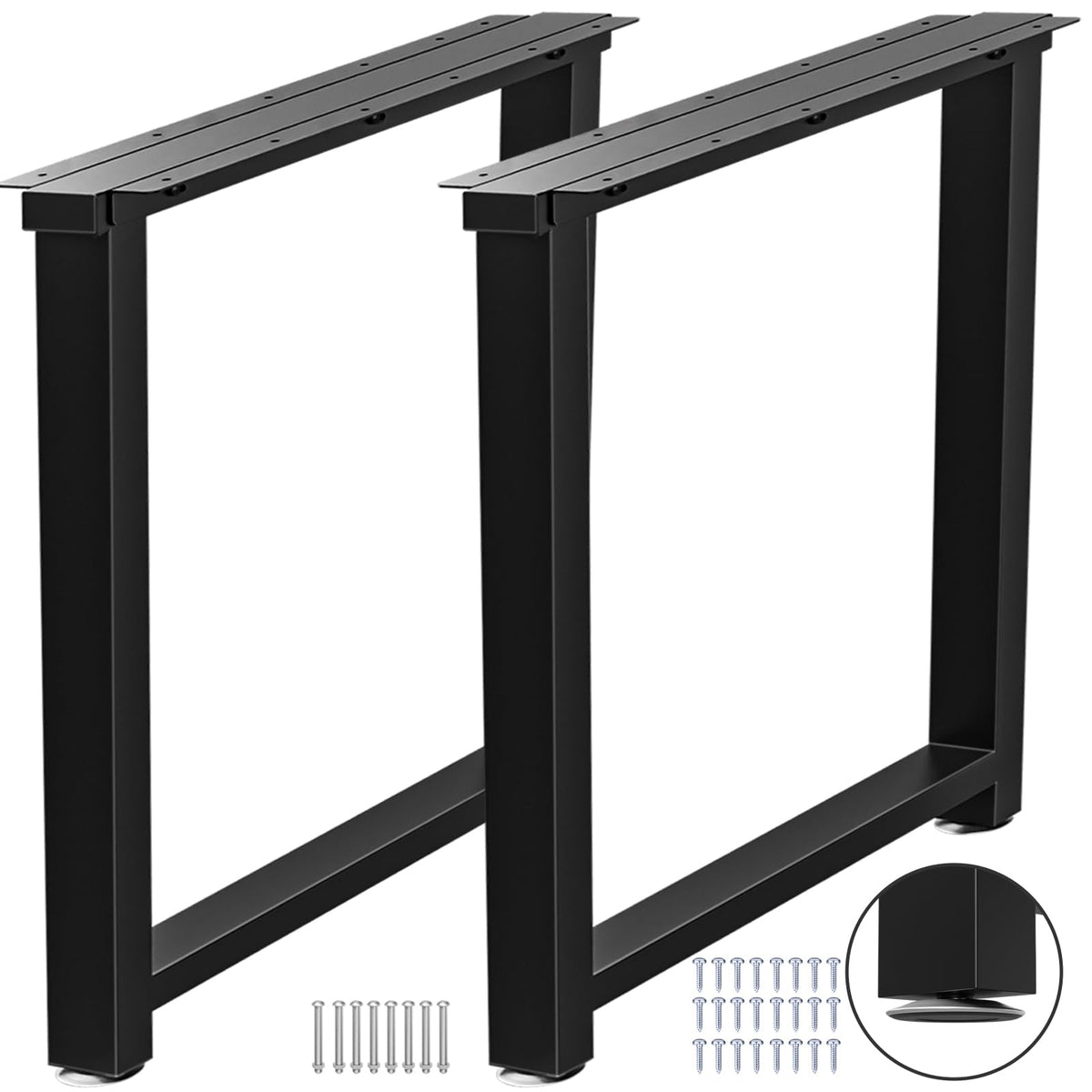 Tocretoare Metal Table Legs Heavy Duty, 28”H X 35”W, Metal Furniture Legs For Dining Desk Bench And Coffee Table, Industrial Black Diy Iron Bench Legs, Set Of 2