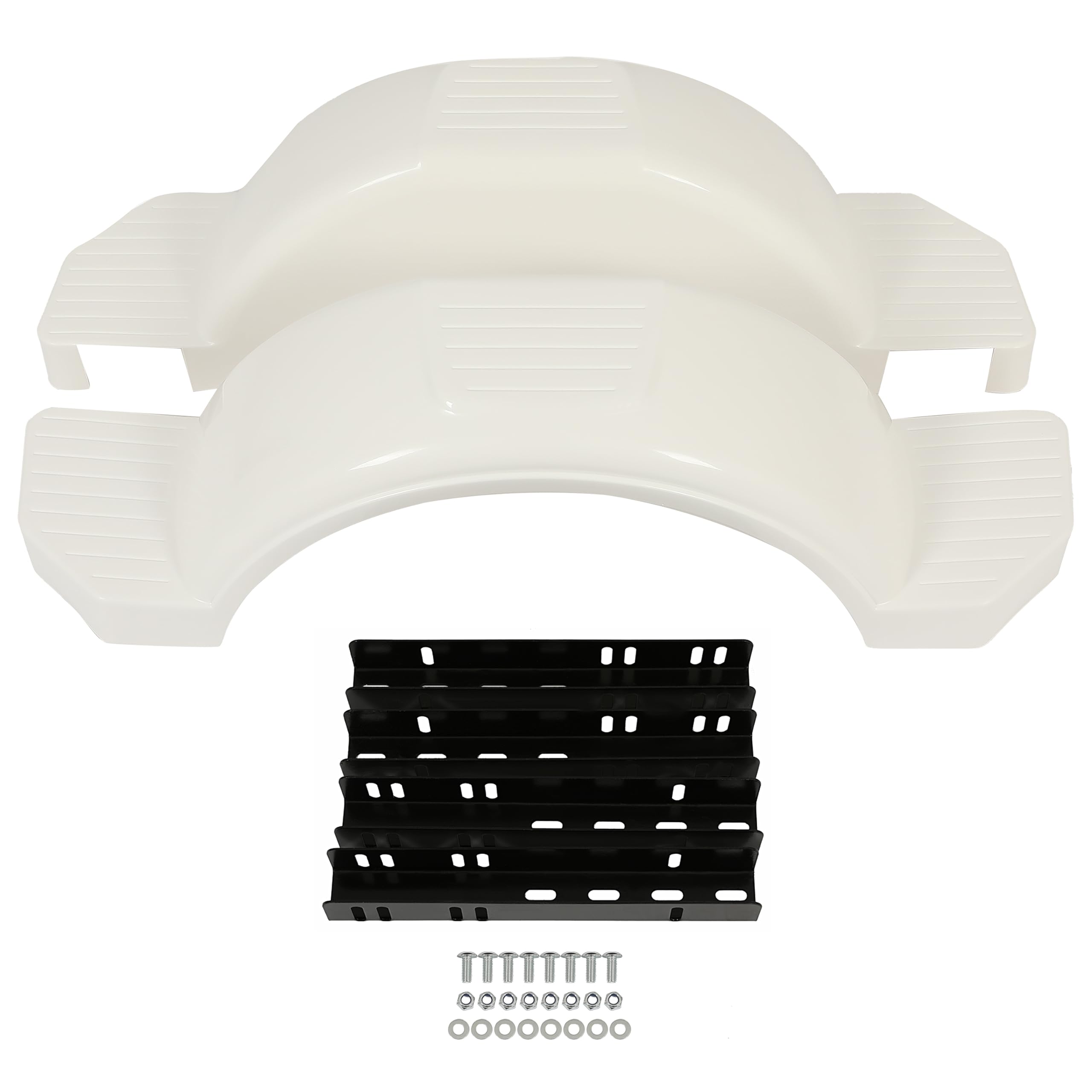 HECASA White Pair of Single Axle Trailer Fenders Compatible with 13 Wheels Tire Skirt Boat - 39.7 long x 8.8 wide x 11.4tall