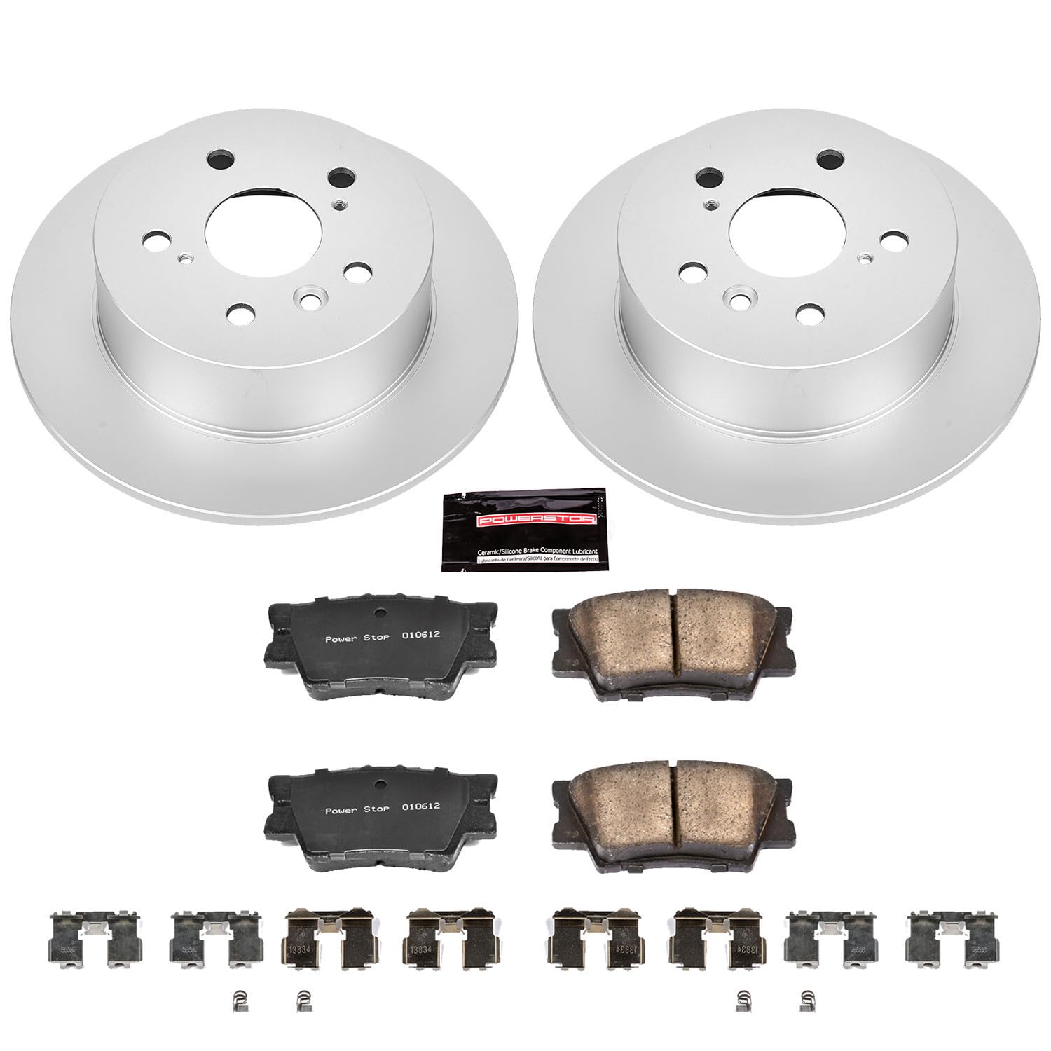Power Stop Crk3068 Rear Coated Brake Rotor And Ceramic Brake Pads Brake Kit For 2007-2012 Lexus Es350 | 2008 2009 2010 2011 2012