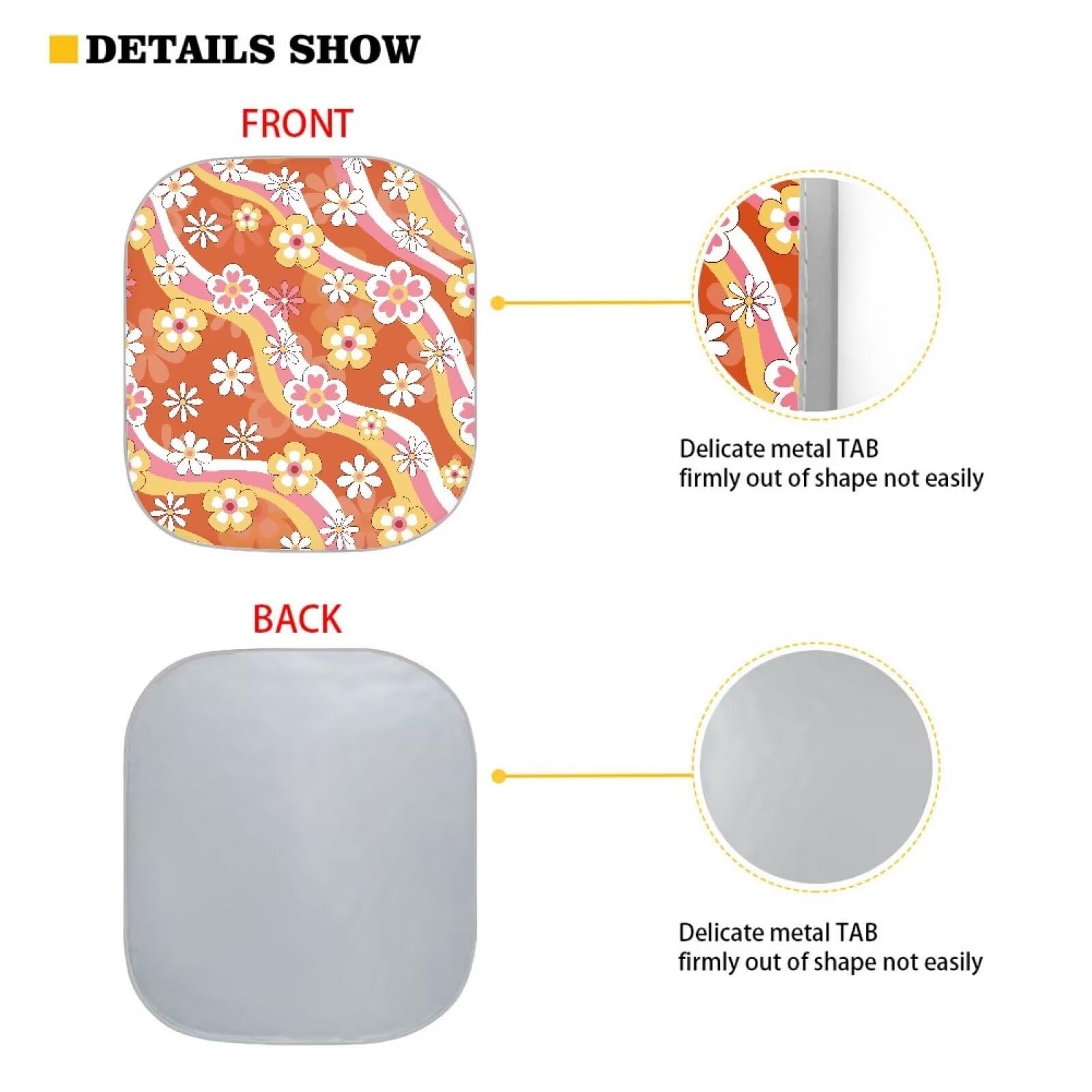 Renewold Universal Front Windshield Sunshade Hippie Flower Pattern Summer Car Window Covers Uv Rays Sun Shade Outdoor Protective